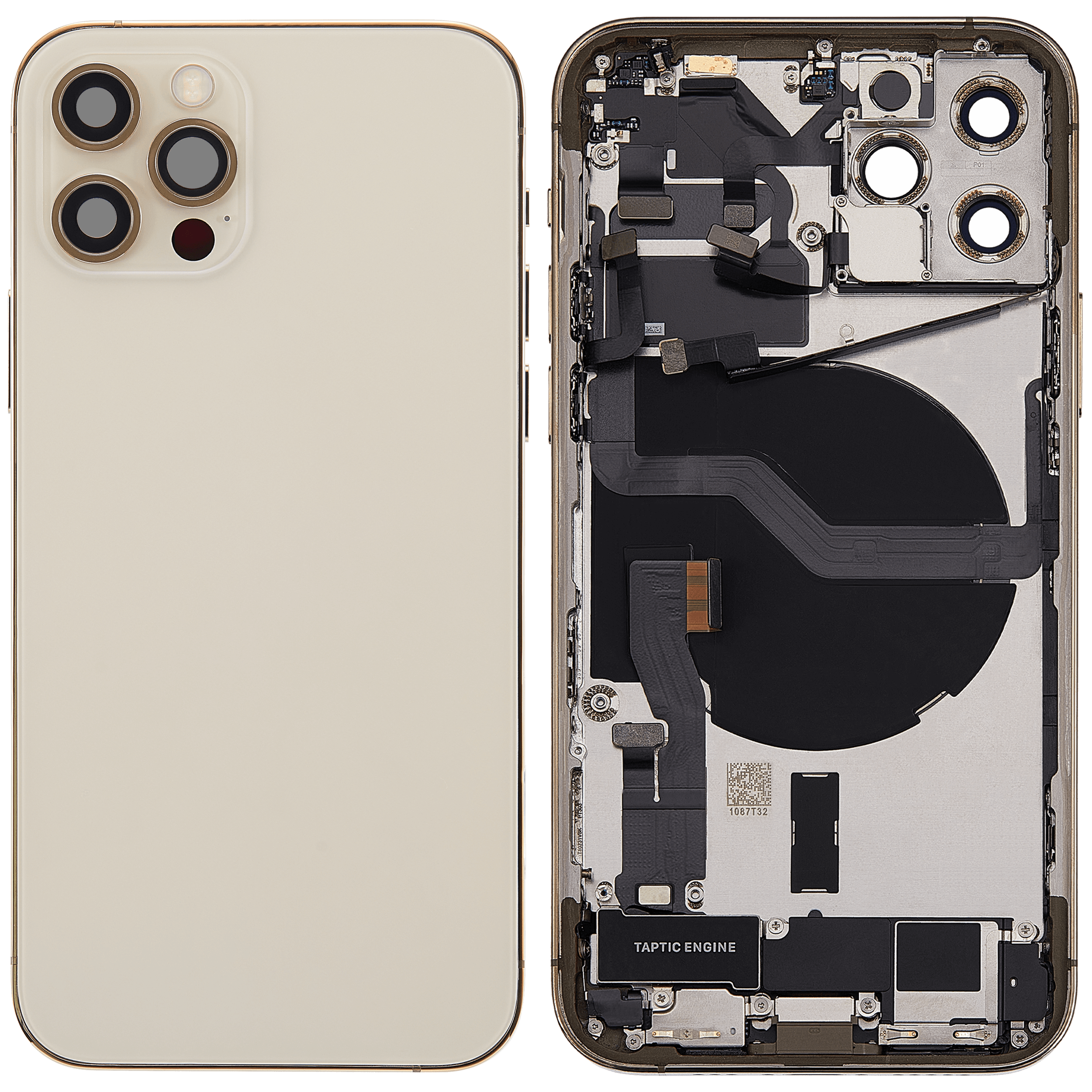 Rückgehäuse mit Ladebuchsen-Flex und Kleinteilen für iPhone 12 Pro (EU / globale Version) (ausgebautes Originalteil: Grade B) (Gold) – Bild 2