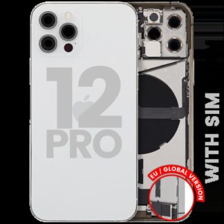 Rückgehäuse mit Ladebuchsen-Flex und Kleinteilen für iPhone 12 Pro (EU / globale Version) (ausgebautes Originalteil: Grade B) (Silver (Silber))