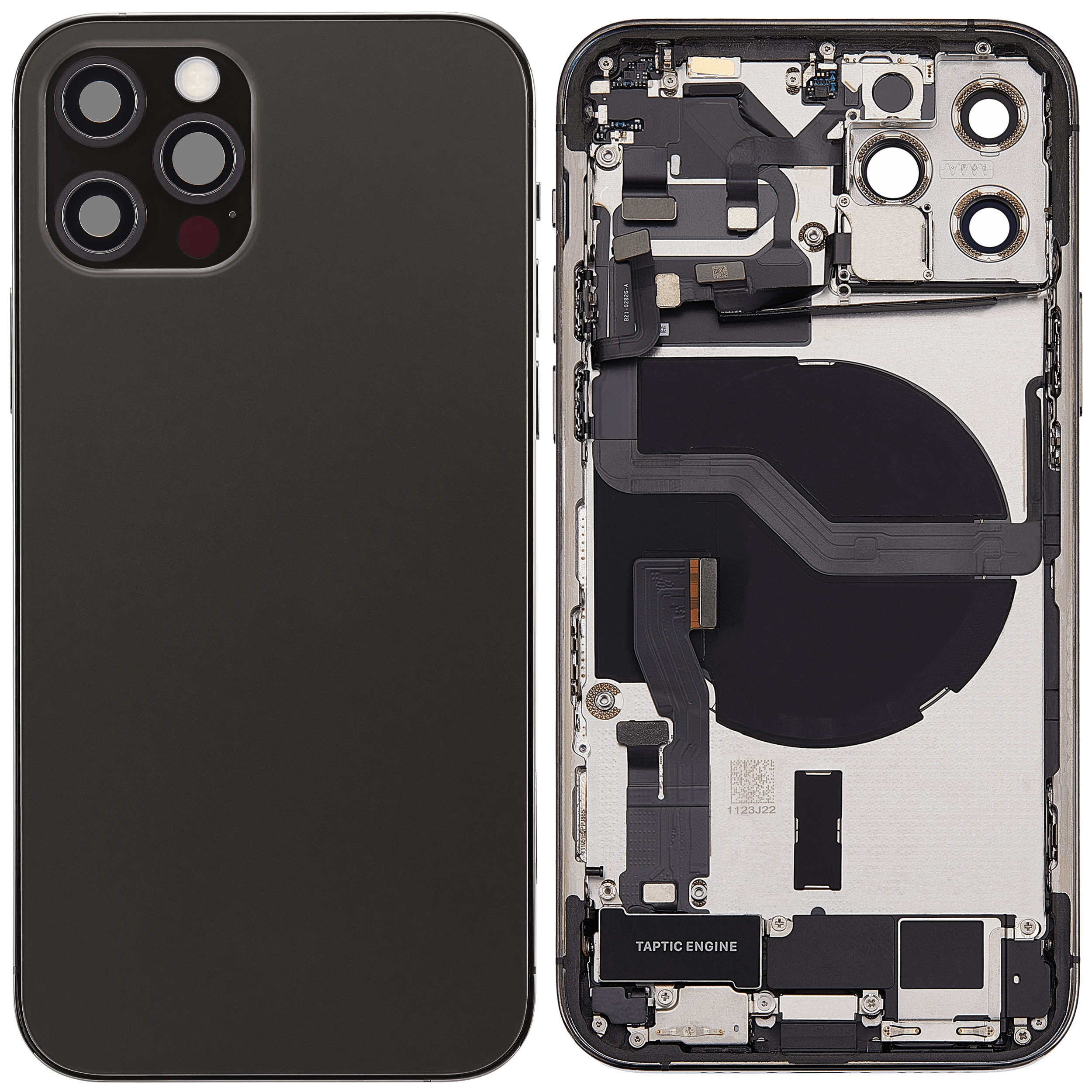 Rückgehäuse mit Ladebuchsen-Flex und Kleinteilen für iPhone 12 Pro (EU / globale Version) (ausgebautes Originalteil: Grade C) (Graphite) – Bild 2