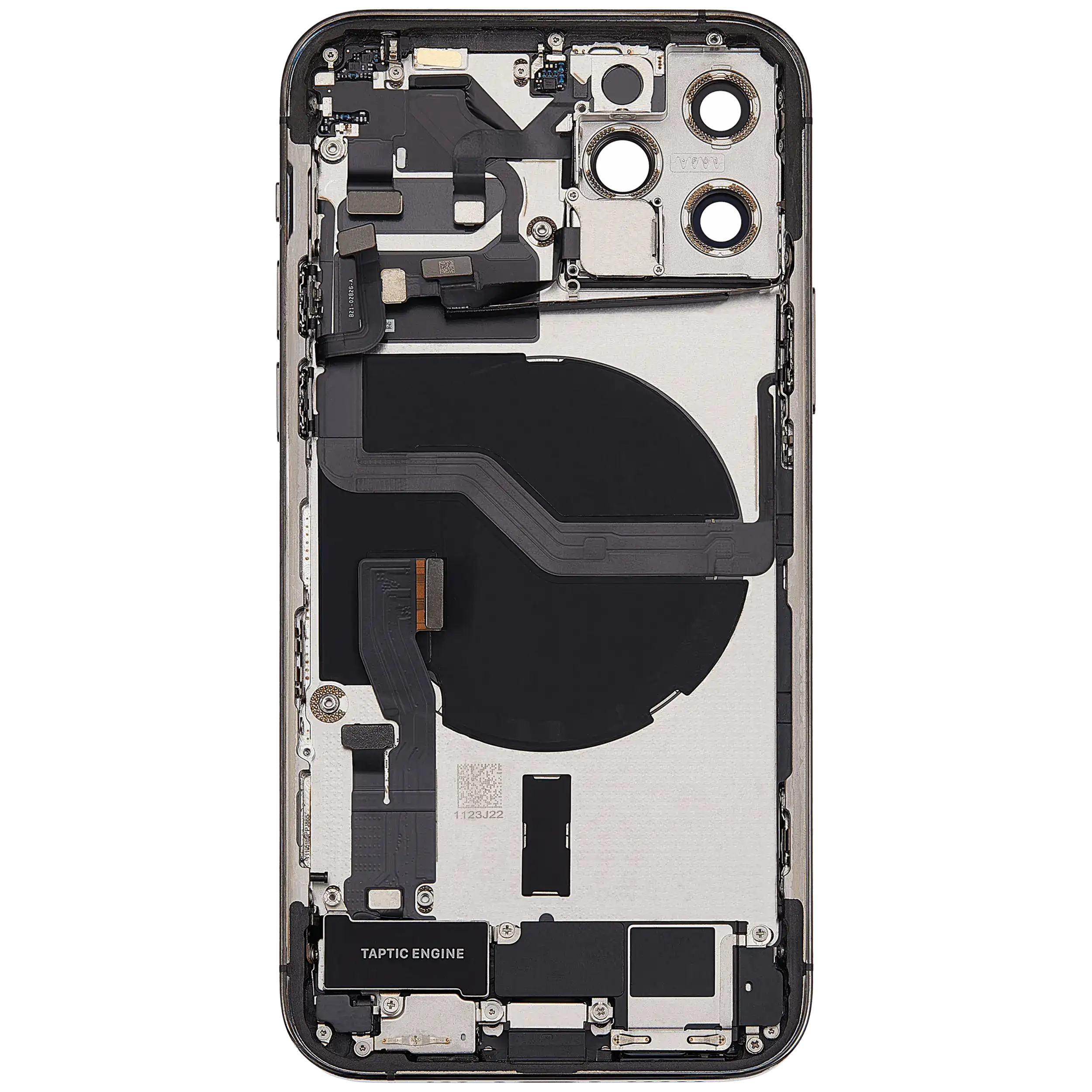 Rückgehäuse mit Ladebuchsen-Flex und Kleinteilen für iPhone 12 Pro (EU / globale Version) (ausgebautes Originalteil: Grade C) (Graphite) – Bild 4
