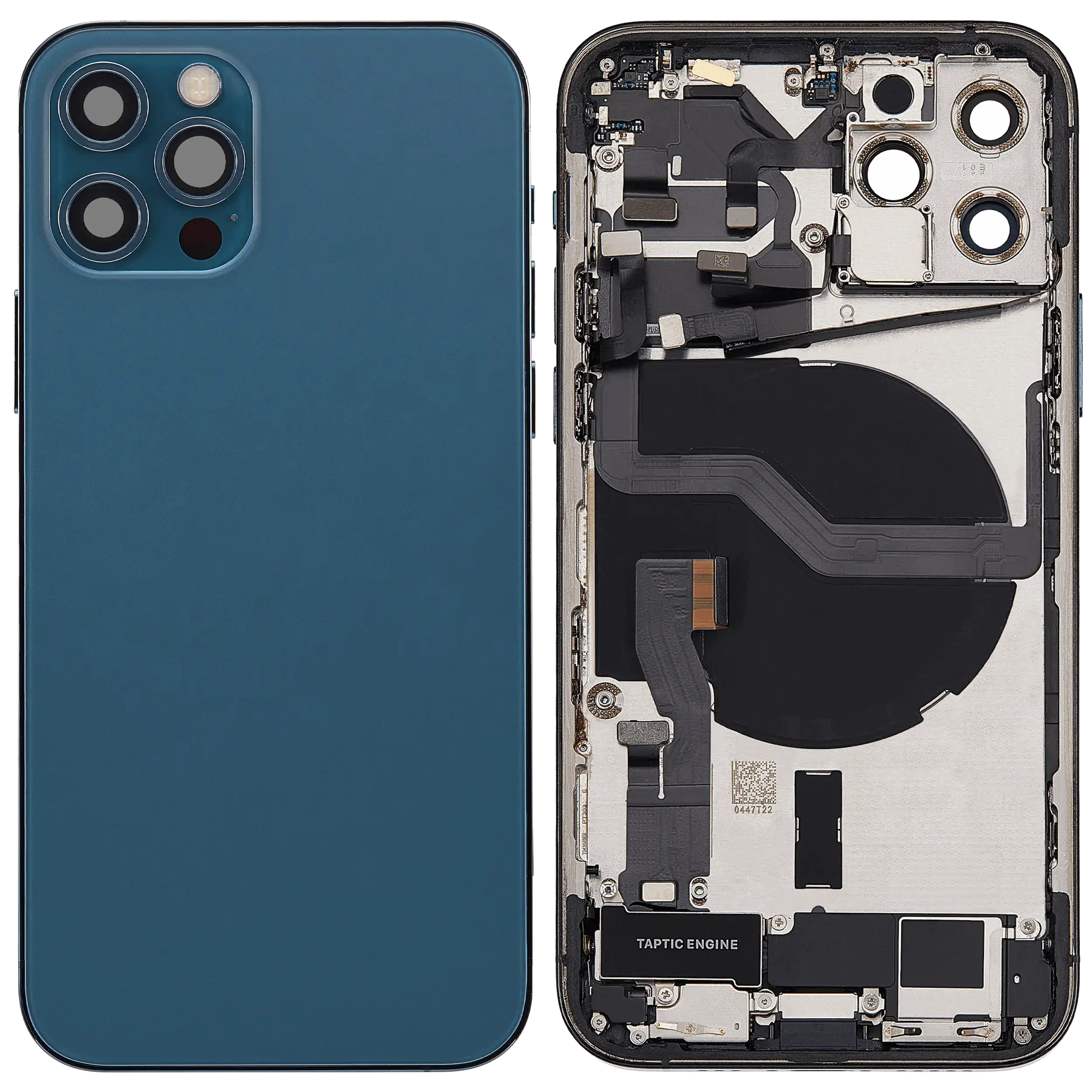 Rückgehäuse mit Ladebuchsen-Flex und Kleinteilen für iPhone 12 Pro (EU / globale Version) (ausgebautes Originalteil: Grade C) (Pacific Blue) – Bild 2