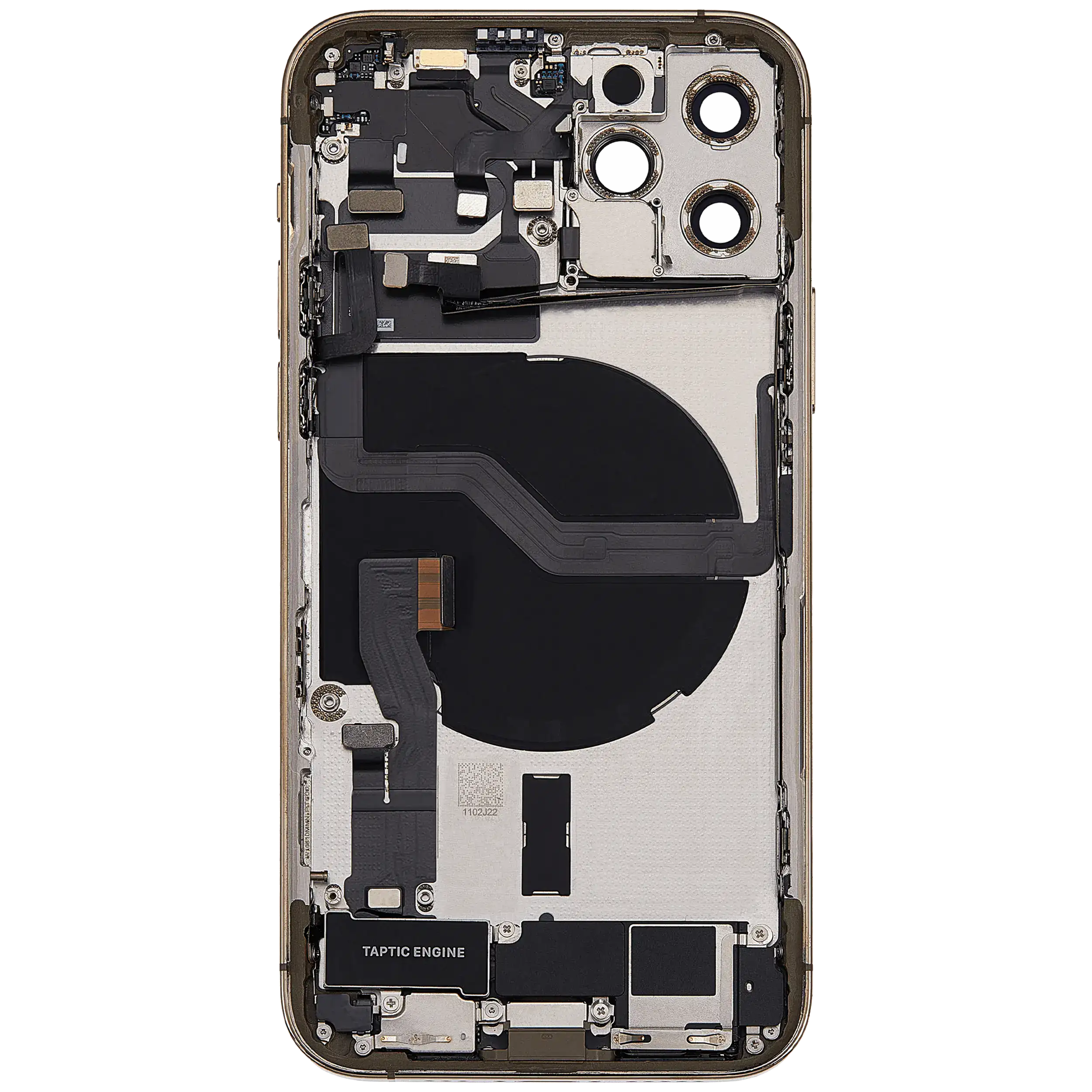 Rückgehäuse mit Ladebuchsen-Flex und Kleinteilen für iPhone 12 Pro (US-Version) (ausgebautes Originalteil: Grade A) (Gold) – Bild 4