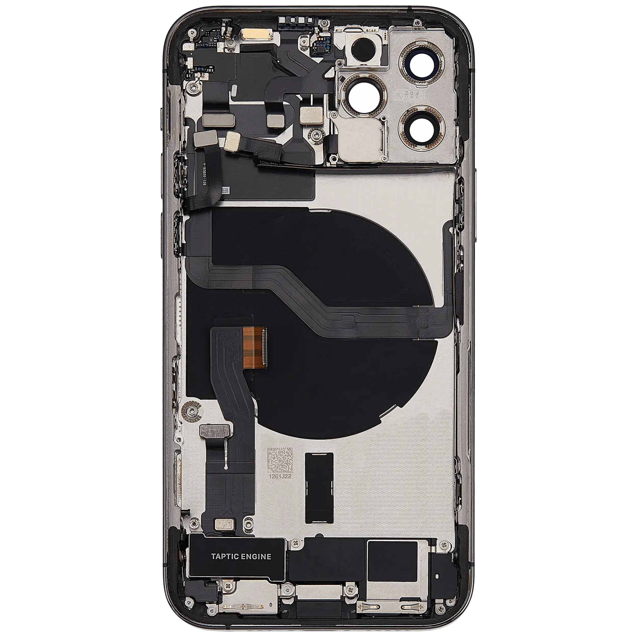 Rückgehäuse mit Ladebuchsen-Flex und Kleinteilen für iPhone 12 Pro (US-Version) (ausgebautes Originalteil: Grade A) (Graphite) – Bild 4