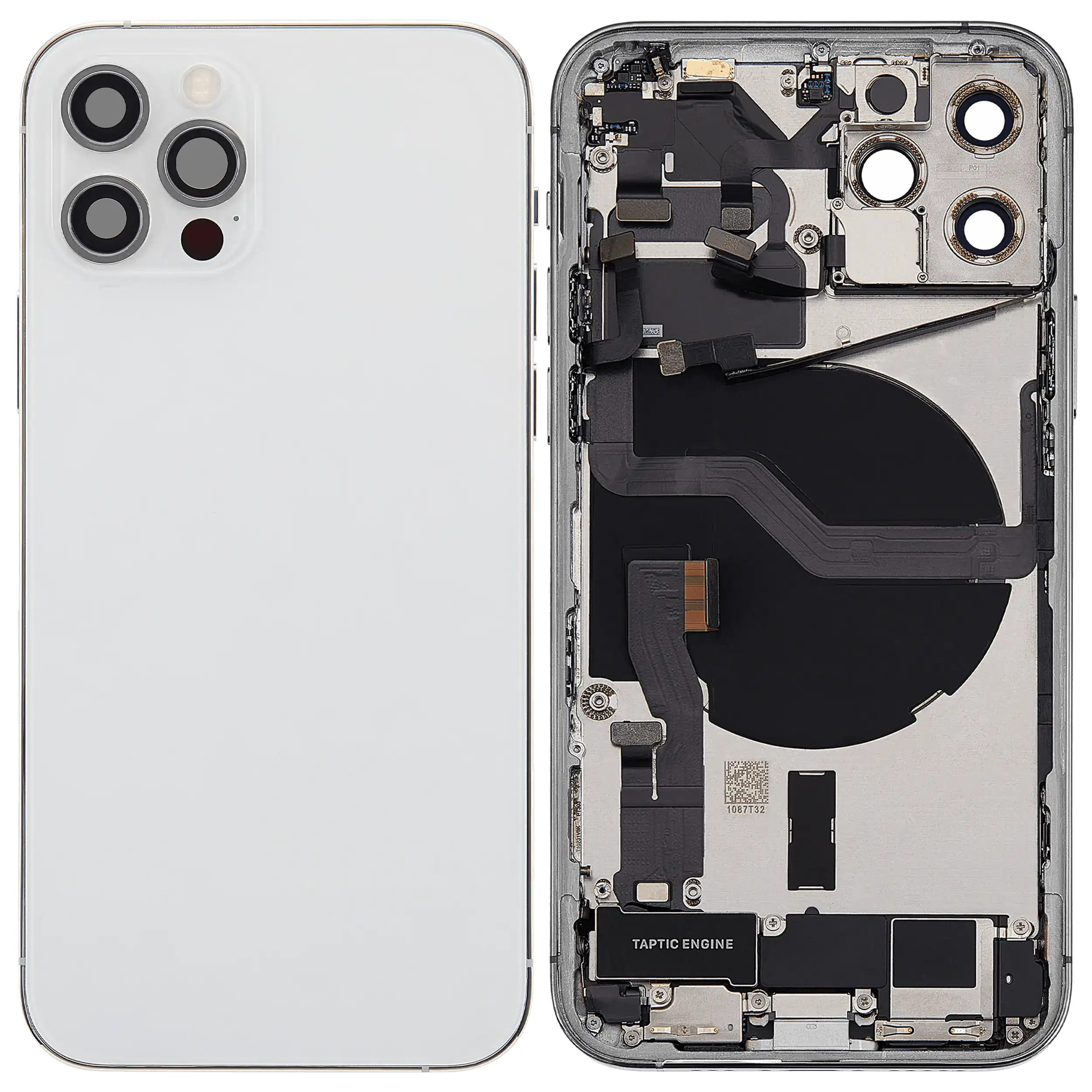 Rückgehäuse mit Ladebuchsen-Flex und Kleinteilen für iPhone 12 Pro (US-Version) (ausgebautes Originalteil: Grade A) (Silver (Silber)) – Bild 2