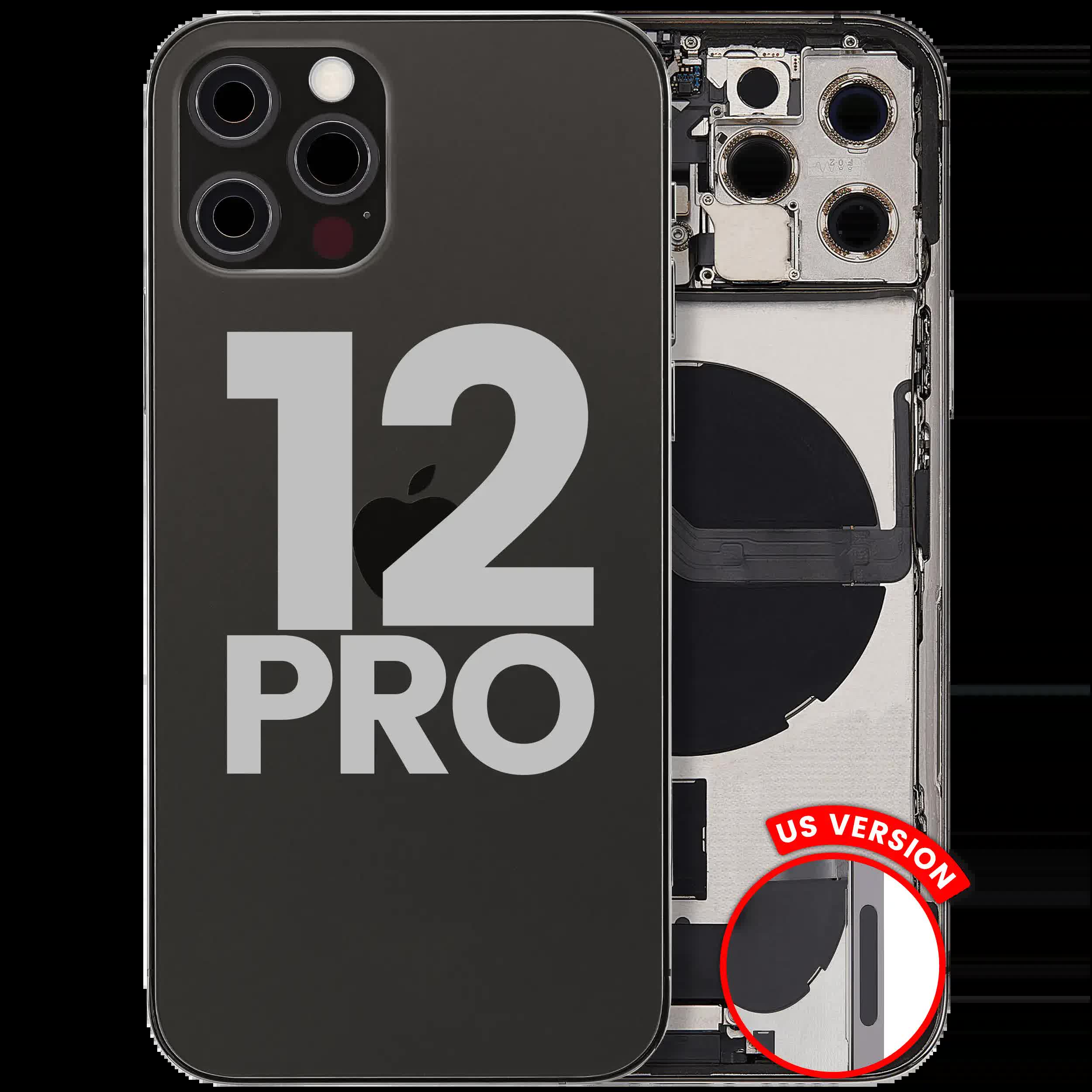Rückgehäuse mit Ladebuchsen-Flex und Kleinteilen für iPhone 12 Pro (US-Version) (ausgebautes Originalteil: Grade B) (Graphite)