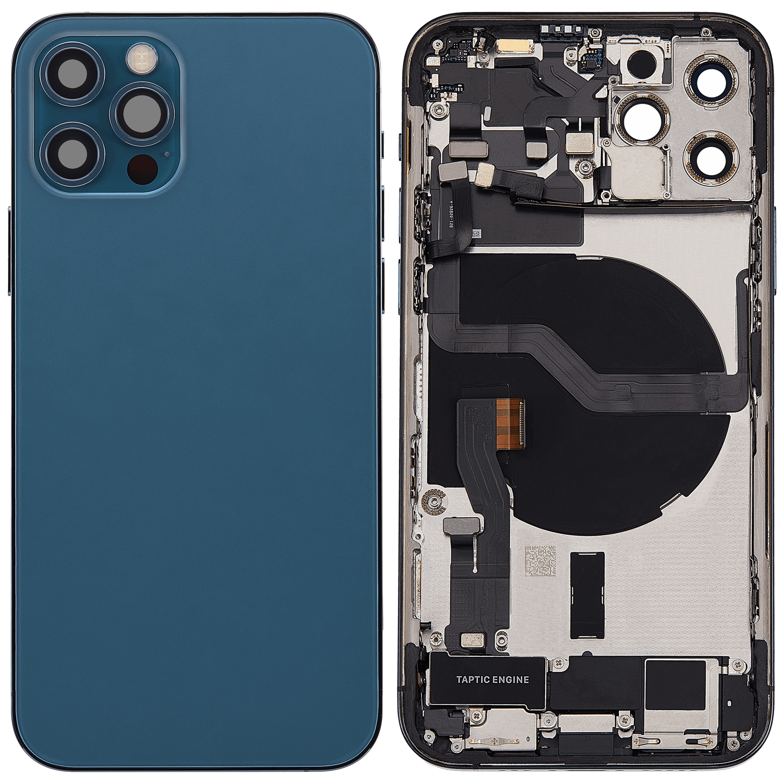 Rückgehäuse mit Ladebuchsen-Flex und Kleinteilen für iPhone 12 Pro (US-Version) (ausgebautes Originalteil: Grade B) (Pacific Blue) – Bild 2