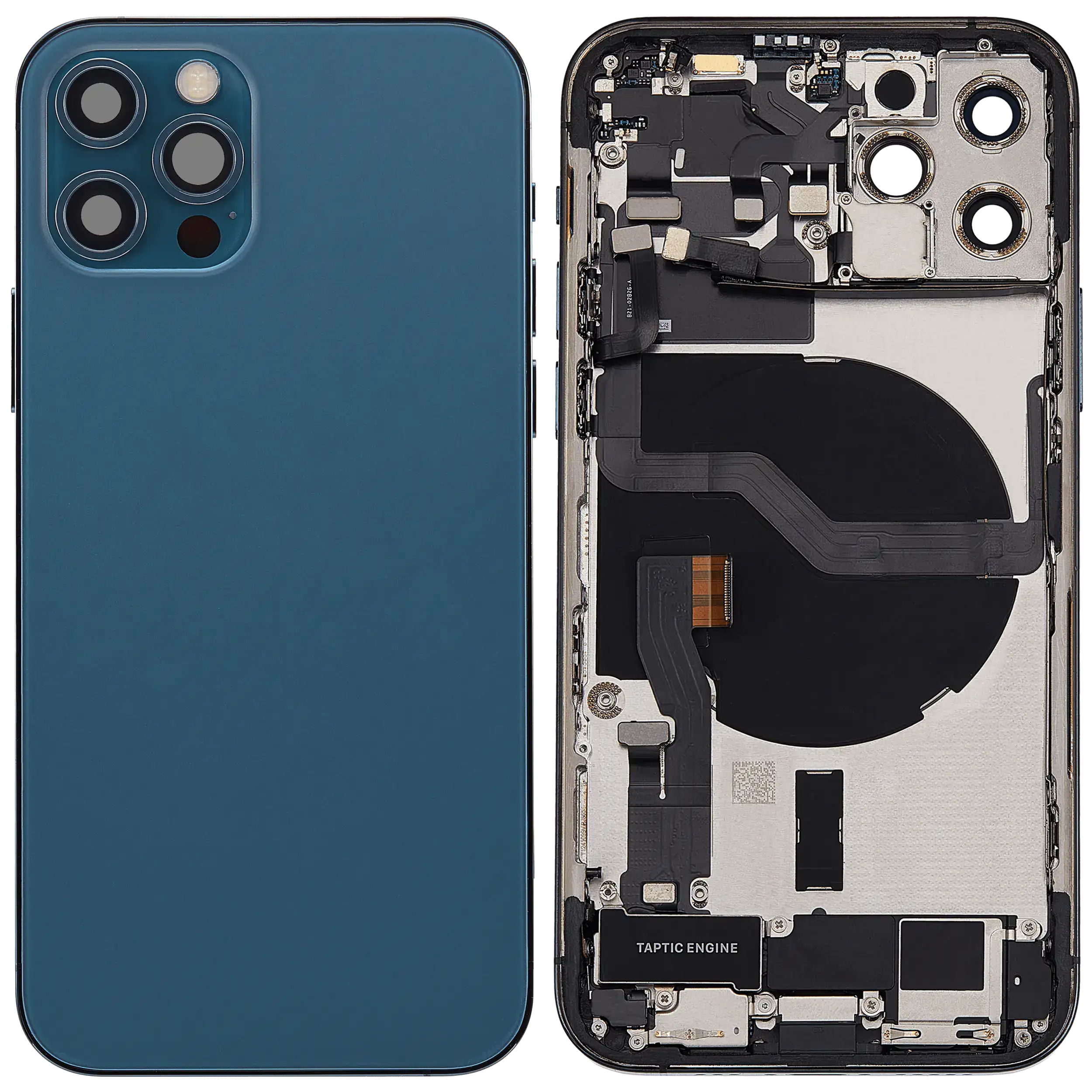 Rückgehäuse mit Ladebuchsen-Flex und Kleinteilen für iPhone 12 Pro (US-Version) (ausgebautes Originalteil: Grade C) (Pacific Blue) – Bild 2