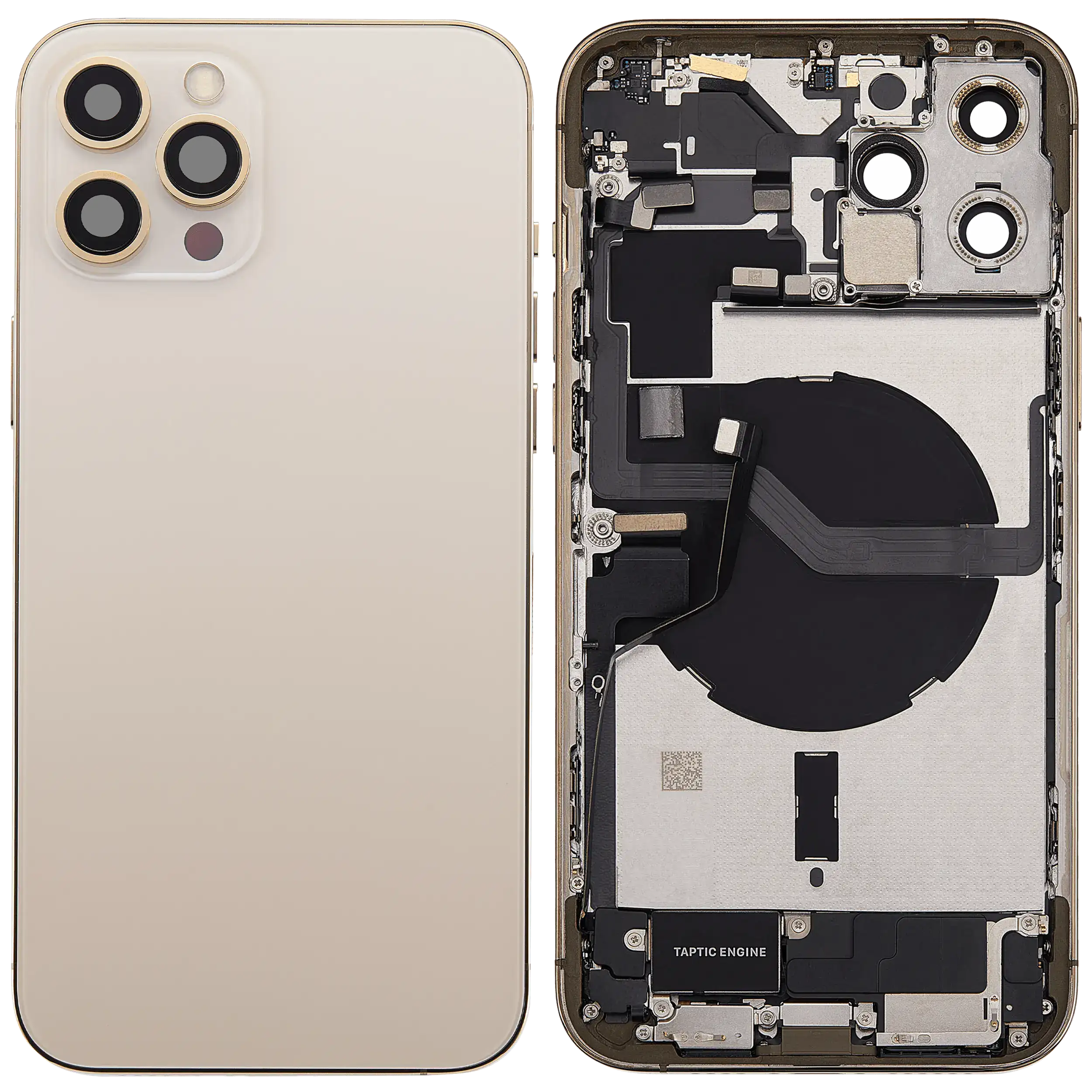 Rückgehäuse mit Ladebuchsen-Flex und Kleinteilen für iPhone 12 Pro Max (EU / globale Version) (ausgebautes Originalteil: Grade B) (Gold) – Bild 2