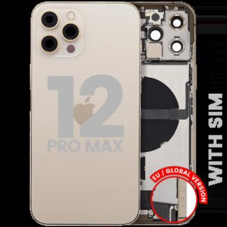 Rückgehäuse mit Ladebuchsen-Flex und Kleinteilen für iPhone 12 Pro Max (EU / globale Version) (ausgebautes Originalteil: Grade B) (Gold)