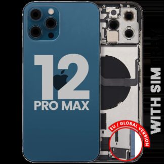 Rückgehäuse mit Ladebuchsen-Flex und Kleinteilen für iPhone 12 Pro Max (EU / globale Version) (ausgebautes Originalteil: Grade B) (Pacific Blue)