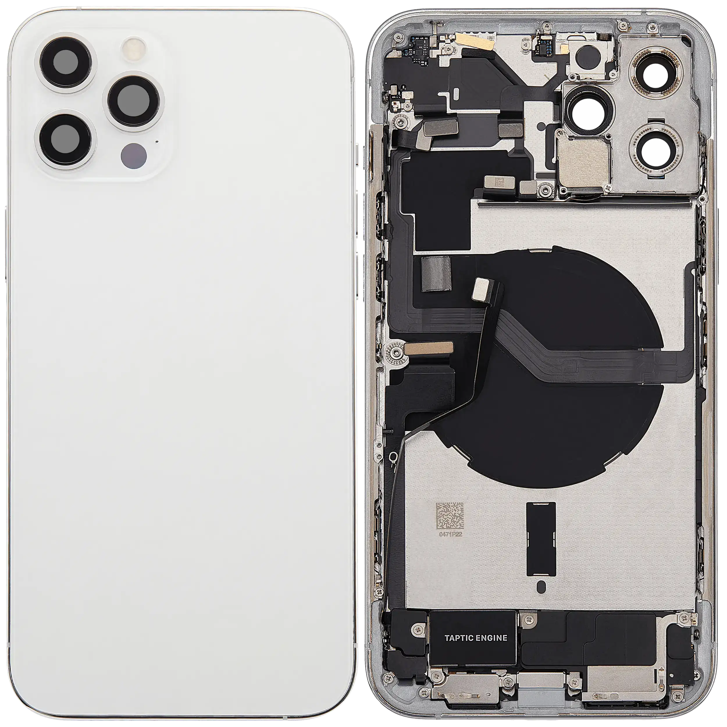 Rückgehäuse mit Ladebuchsen-Flex und Kleinteilen für iPhone 12 Pro Max (EU / globale Version) (ausgebautes Originalteil: Grade B) (Silver (Silber)) – Bild 2
