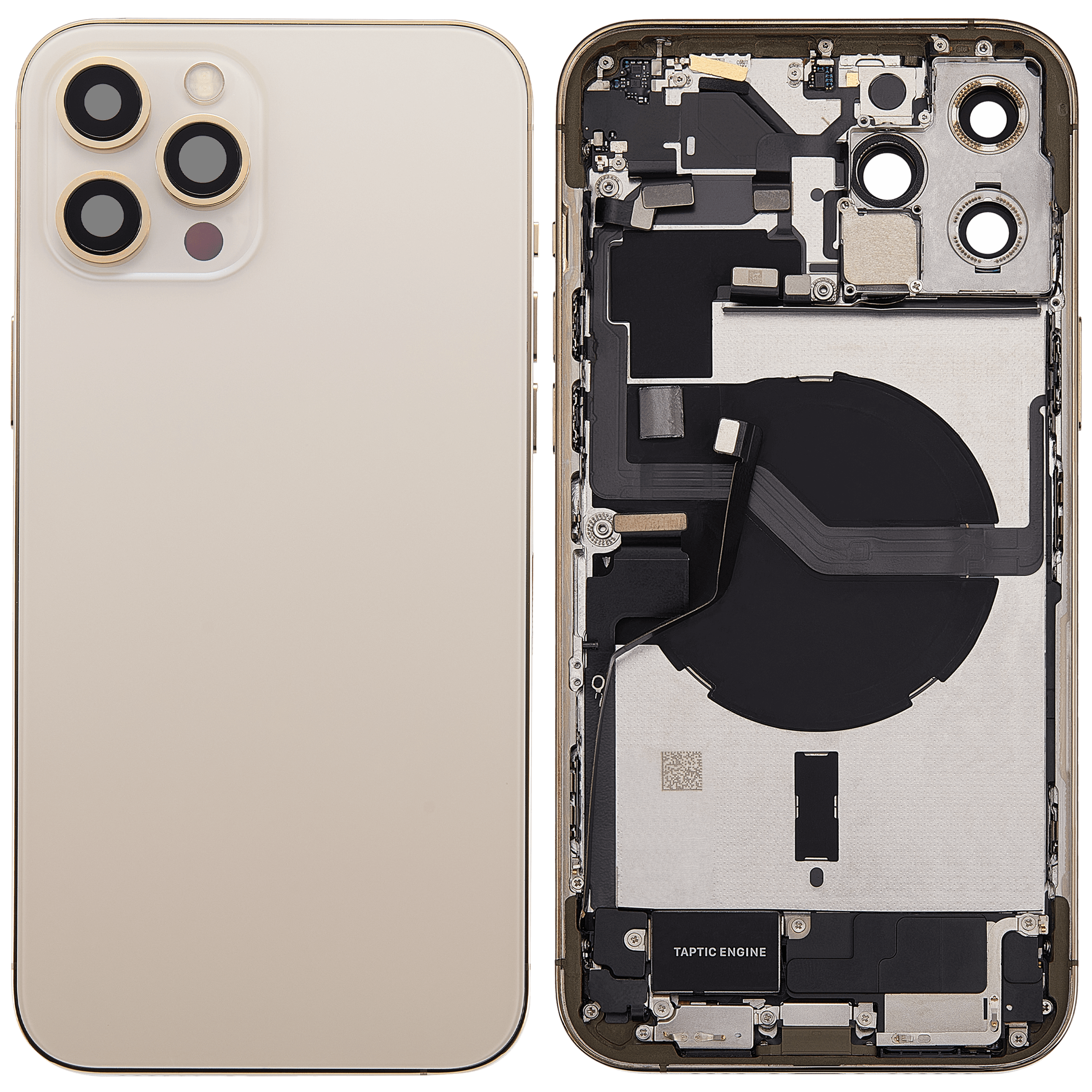 Rückgehäuse mit Ladebuchsen-Flex und Kleinteilen für iPhone 12 Pro Max (EU / globale Version) (ausgebautes Originalteil: Grade C) (Gold) – Bild 2