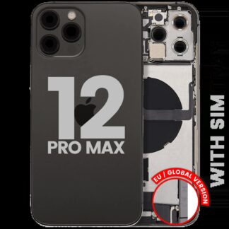 Rückgehäuse mit Ladebuchsen-Flex und Kleinteilen für iPhone 12 Pro Max (EU / globale Version) (ausgebautes Originalteil: Grade C) (Graphite)