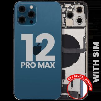 Rückgehäuse mit Ladebuchsen-Flex und Kleinteilen für iPhone 12 Pro Max (EU / globale Version) (ausgebautes Originalteil: Grade C) (Pacific Blue)