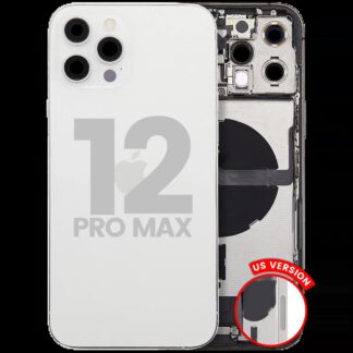 Rückgehäuse mit Ladebuchsen-Flex und Kleinteilen für iPhone 12 Pro Max (US-Version) (ausgebautes Originalteil: Grade A) (Silver (Silber))