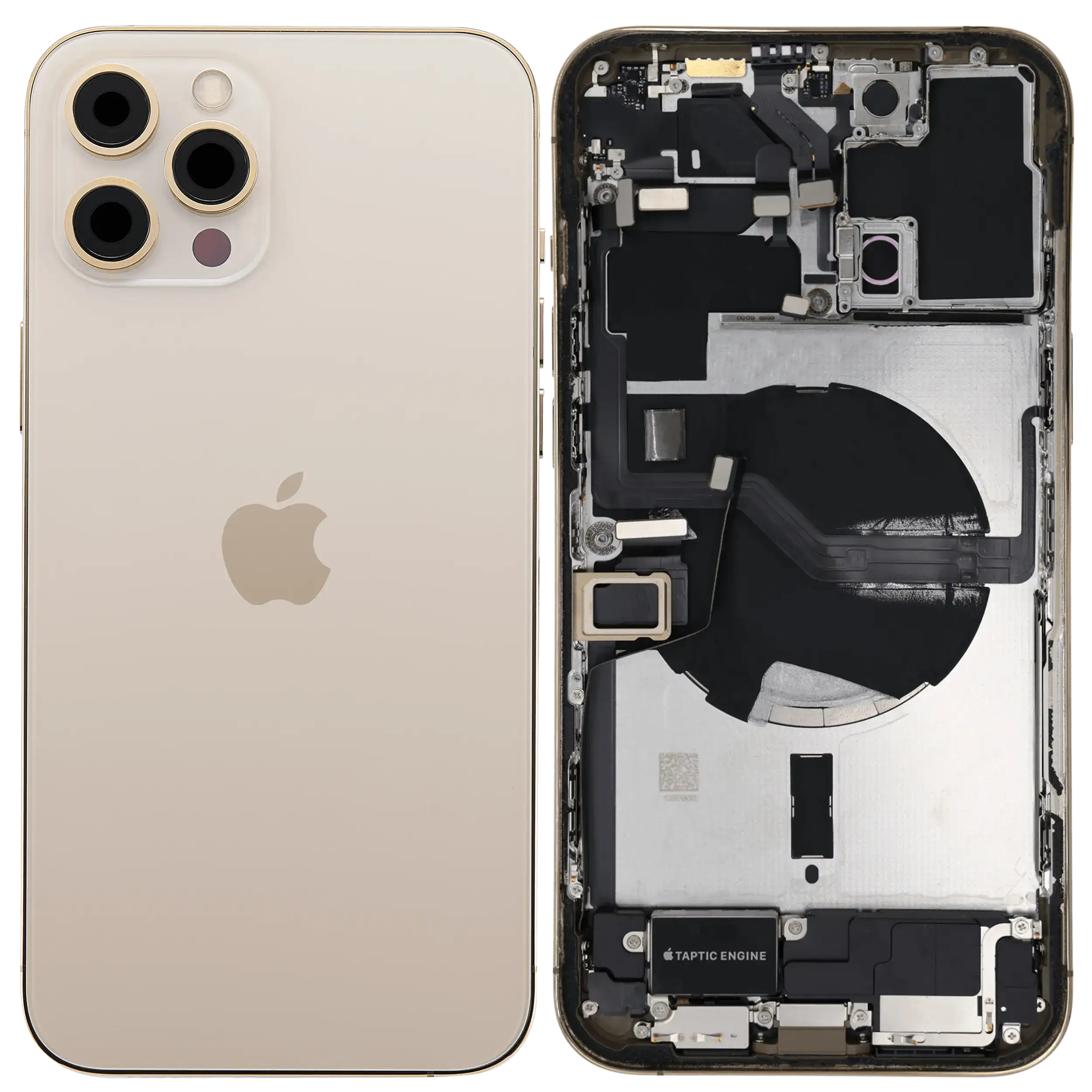 Rückgehäuse mit Ladebuchsen-Flex und Kleinteilen für iPhone 12 Pro Max (US-Version) (ausgebautes Originalteil: Grade B) (Gold) – Bild 2