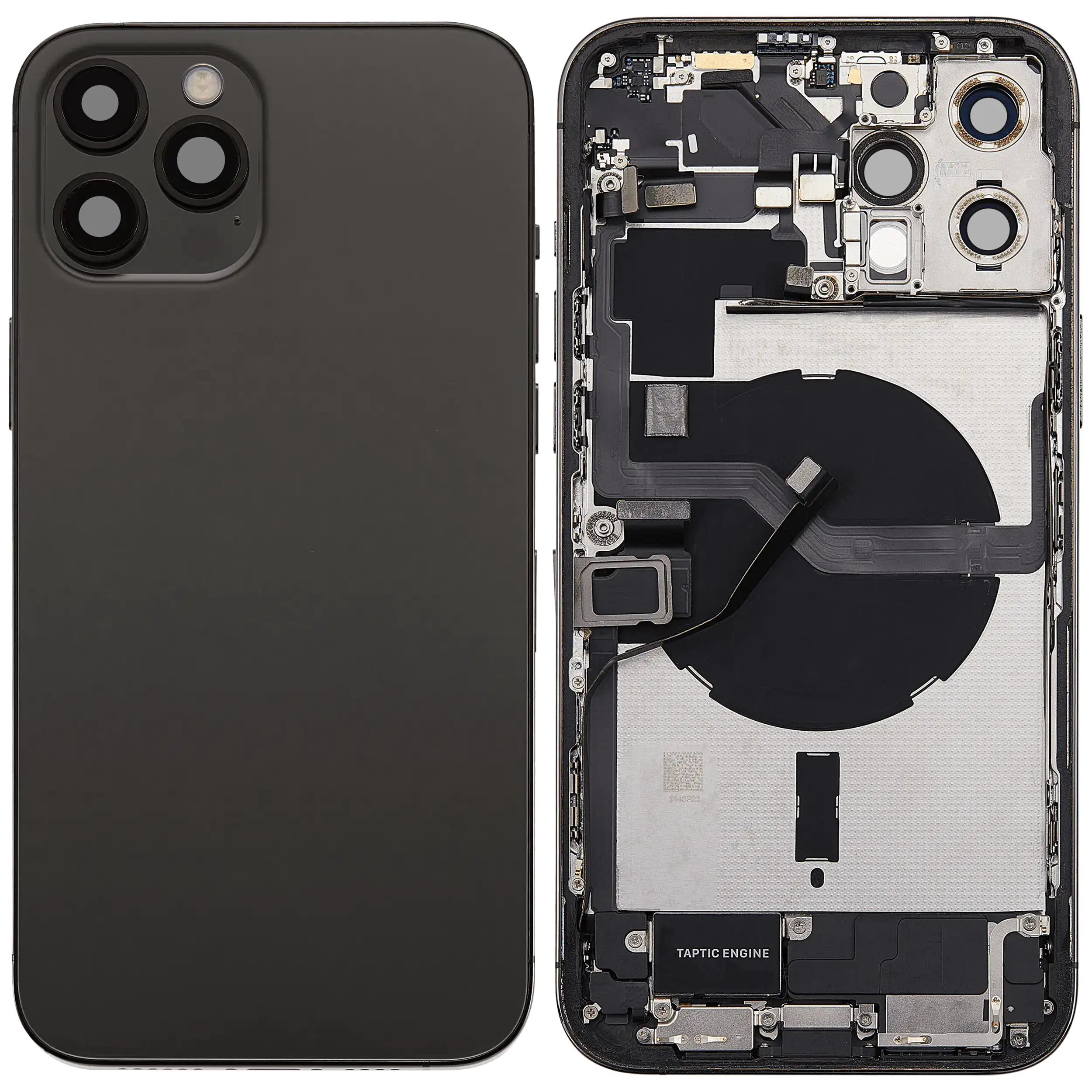 Rückgehäuse mit Ladebuchsen-Flex und Kleinteilen für iPhone 12 Pro Max (US-Version) (ausgebautes Originalteil: Grade C) (Graphite) – Bild 2