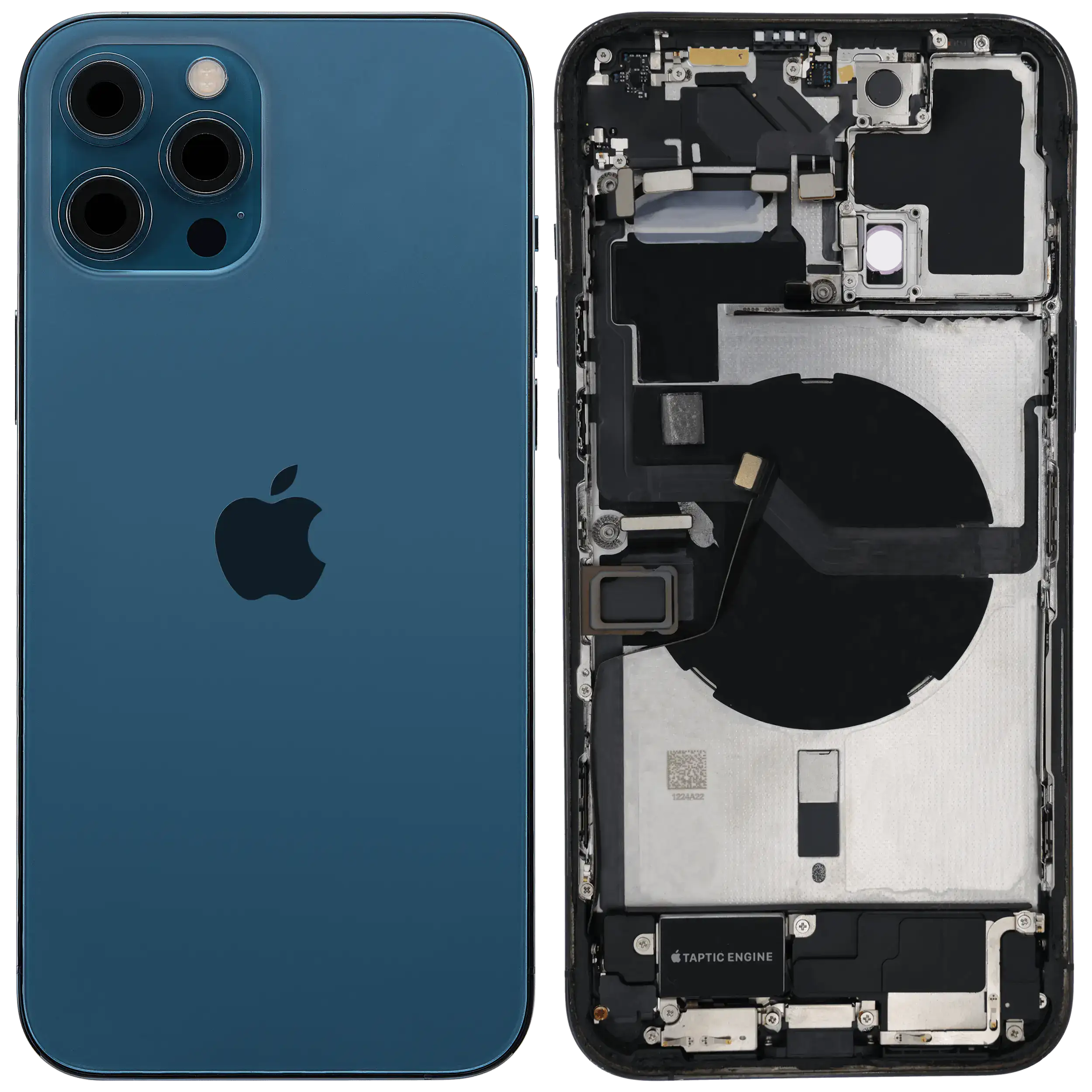 Rückgehäuse mit Ladebuchsen-Flex und Kleinteilen für iPhone 12 Pro Max (US-Version) (ausgebautes Originalteil: Grade C) (Pacific Blue) – Bild 2