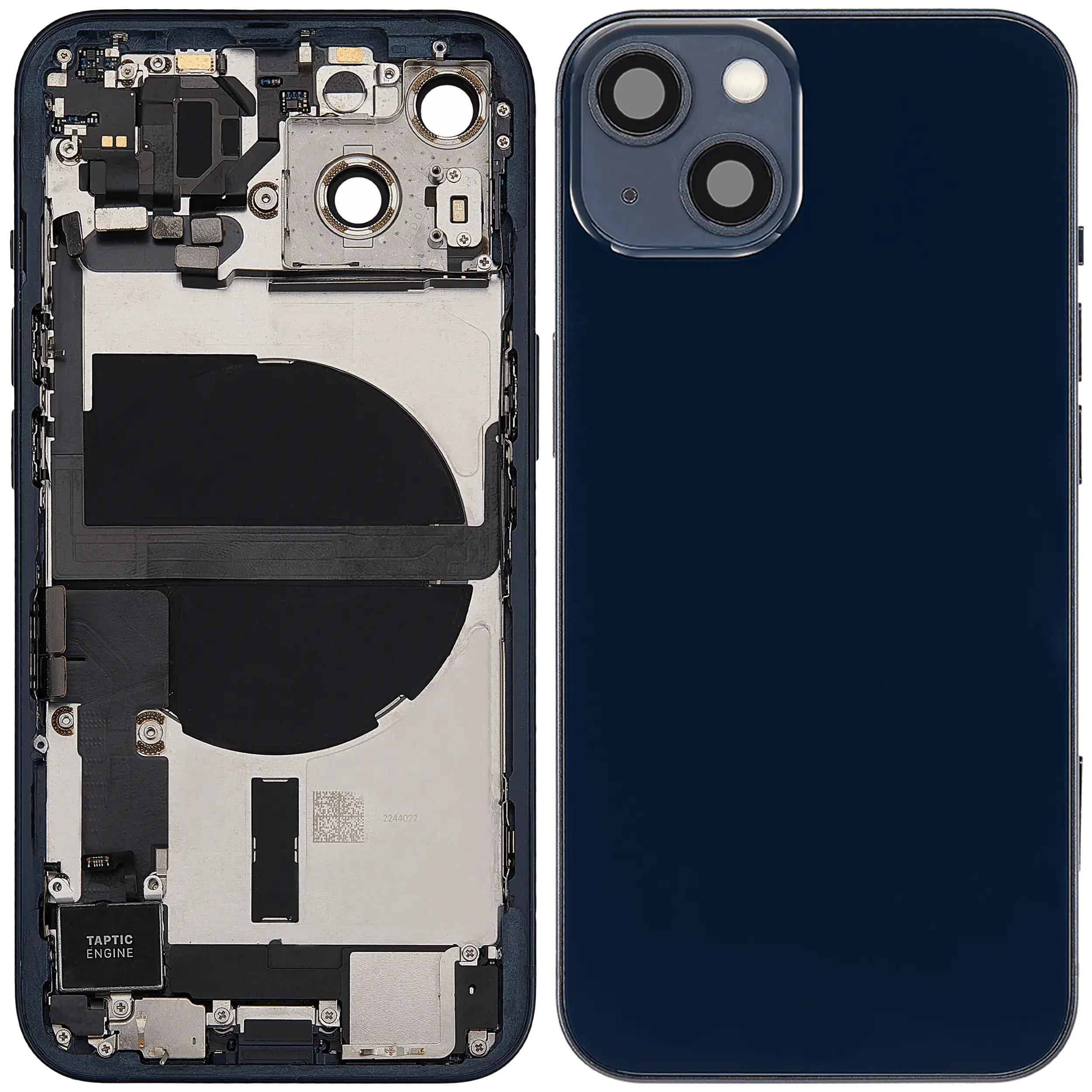 Rückgehäuse mit Ladebuchsen-Flex und Kleinteilen für iPhone 13 (EU / globale Version) (ausgebautes Originalteil: Grade B) (Midnight) – Bild 2
