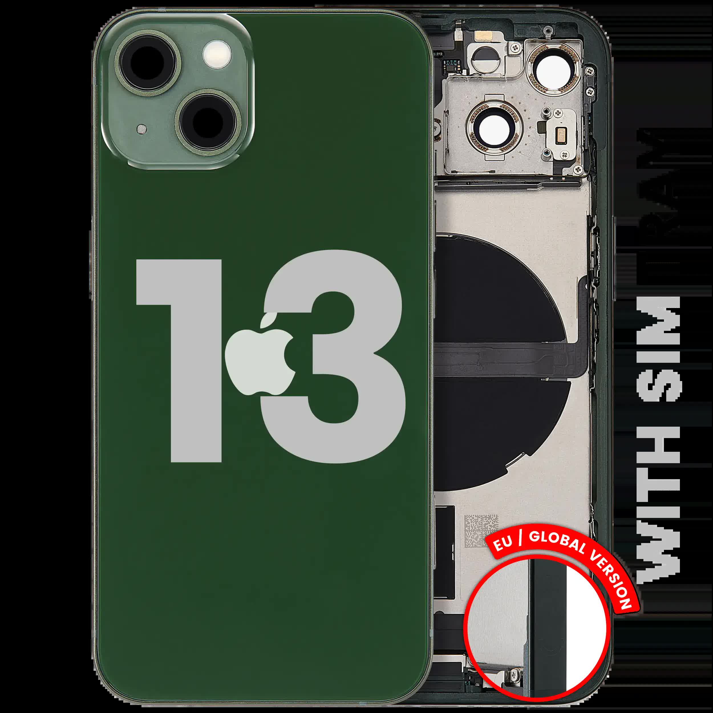 Rückgehäuse mit Ladebuchsen-Flex und Kleinteilen für iPhone 13 (EU / globale Version) (ausgebautes Originalteil: Grade C) (Green (Grün))