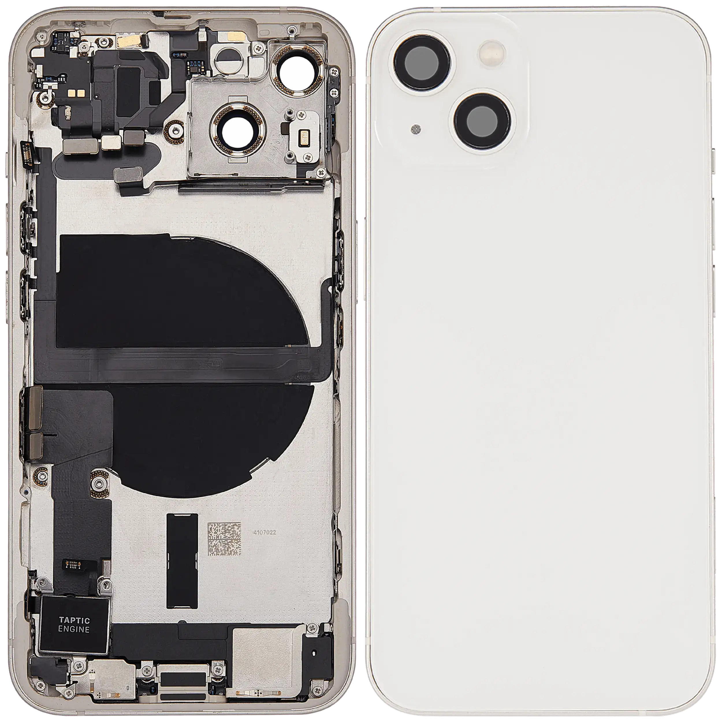 Rückgehäuse mit Ladebuchsen-Flex und Kleinteilen für iPhone 13 (EU / globale Version) (ausgebautes Originalteil: Grade C) (Starlight) – Bild 2