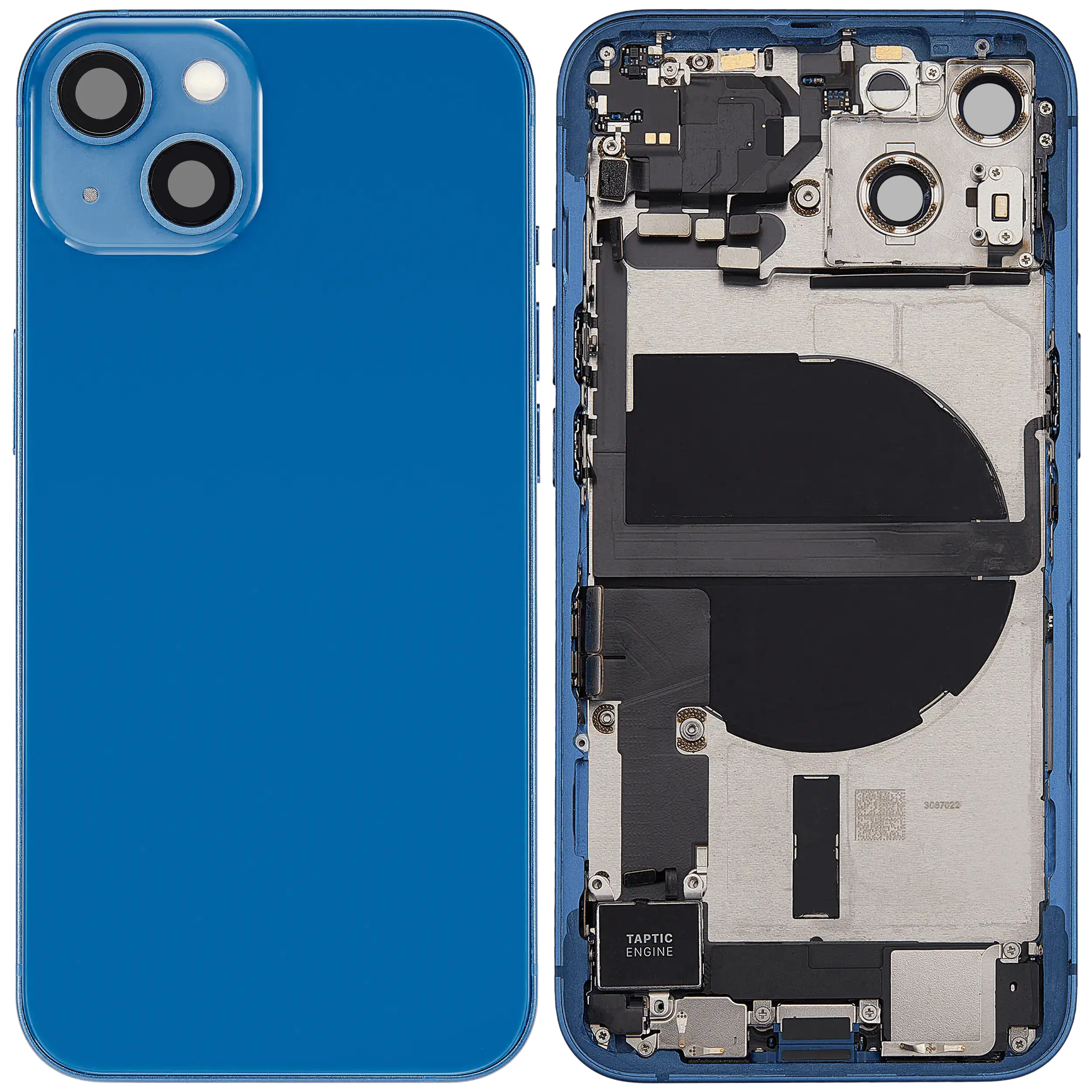 Rückgehäuse mit Ladebuchsen-Flex und Kleinteilen für iPhone 13 (US-Version) (ausgebautes Originalteil: Grade A) (Blue (Blau)) – Bild 2