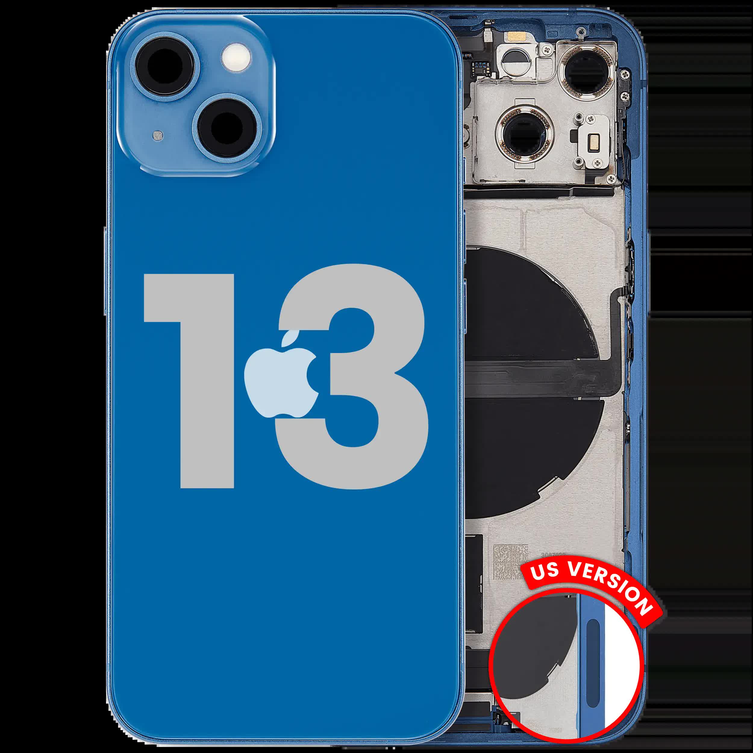 Rückgehäuse mit Ladebuchsen-Flex und Kleinteilen für iPhone 13 (US-Version) (ausgebautes Originalteil: Grade A) (Blue (Blau))
