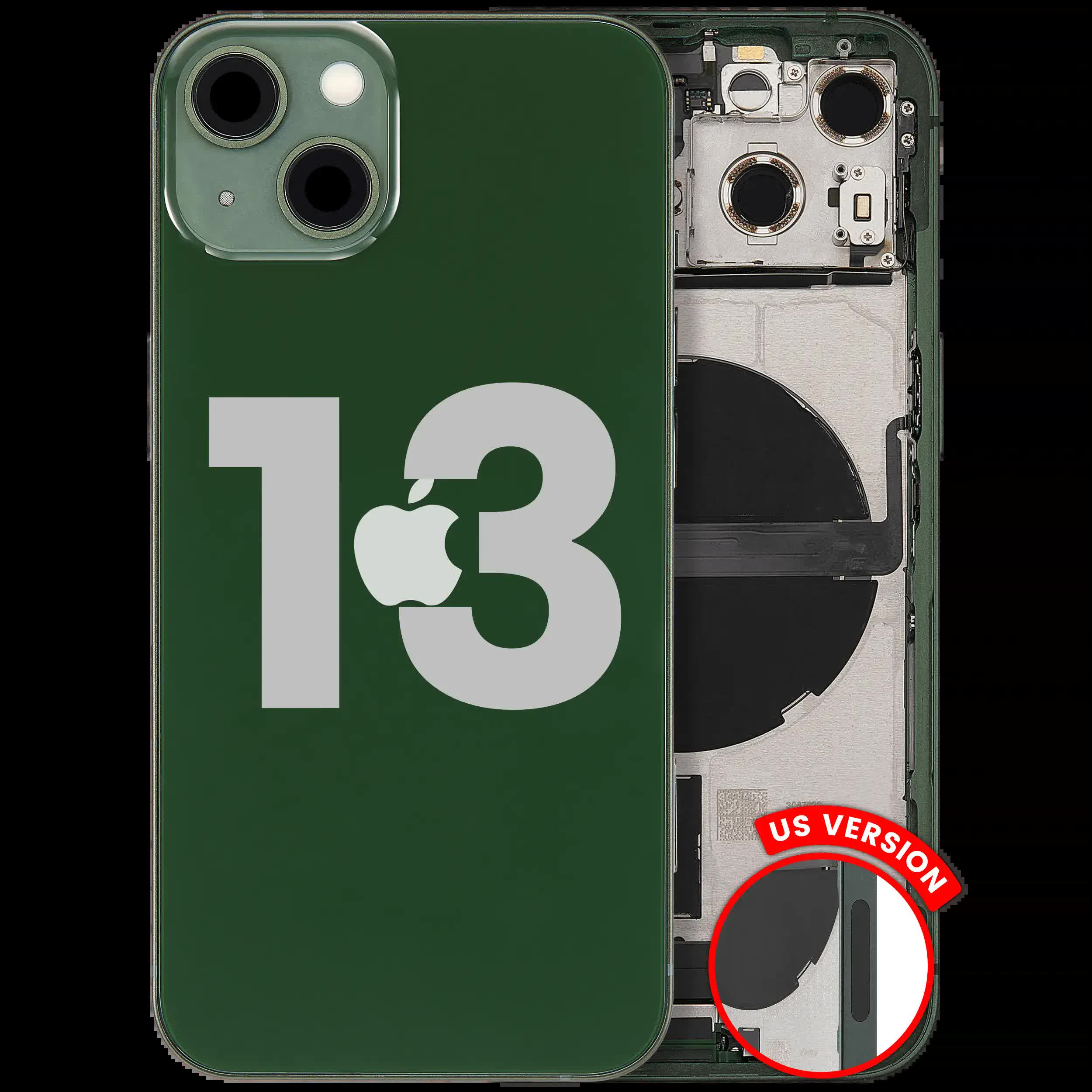Rückgehäuse mit Ladebuchsen-Flex und Kleinteilen für iPhone 13 (US-Version) (ausgebautes Originalteil: Grade A) (Green (Grün))
