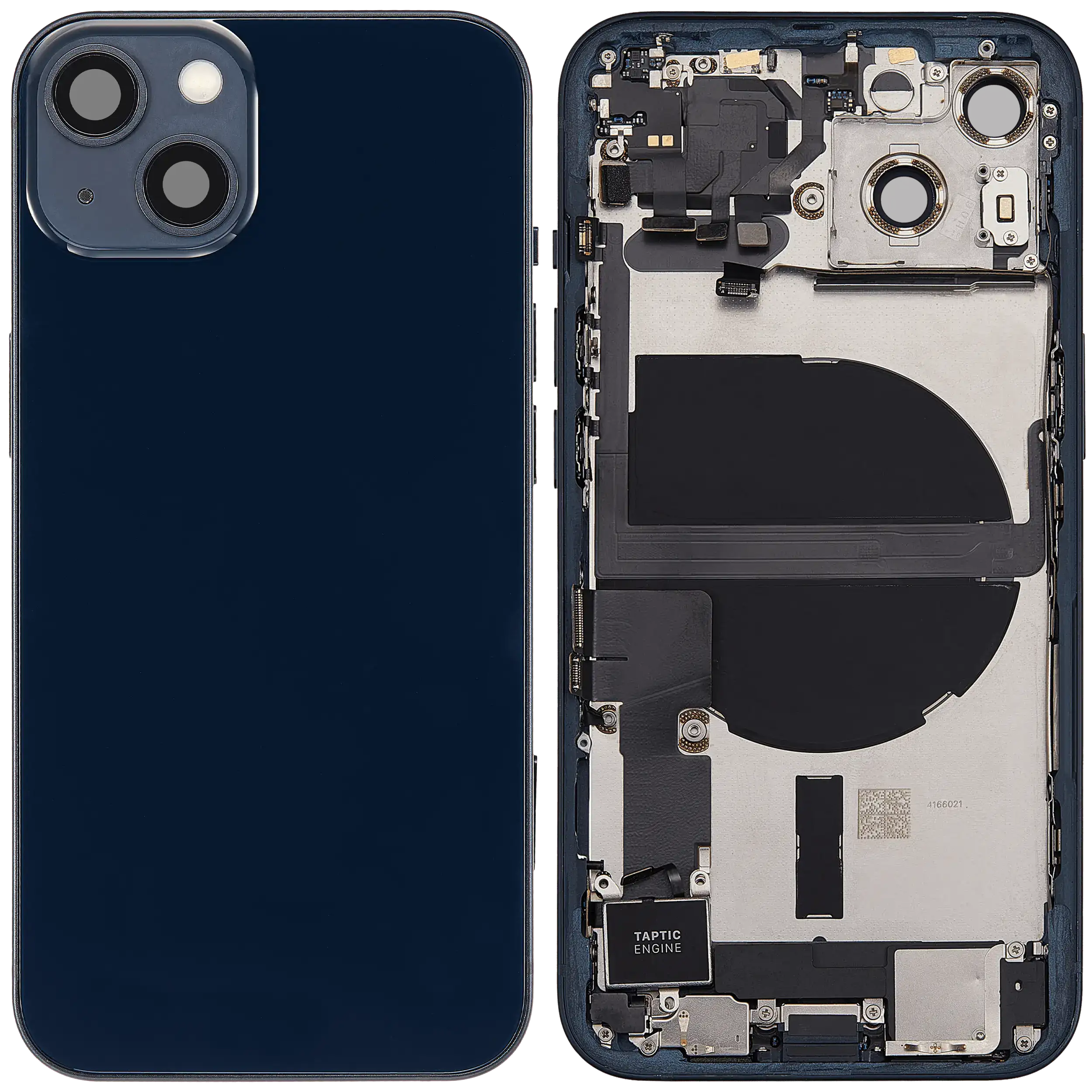 Rückgehäuse mit Ladebuchsen-Flex und Kleinteilen für iPhone 13 (US-Version) (ausgebautes Originalteil: Grade A) (Midnight) – Bild 2