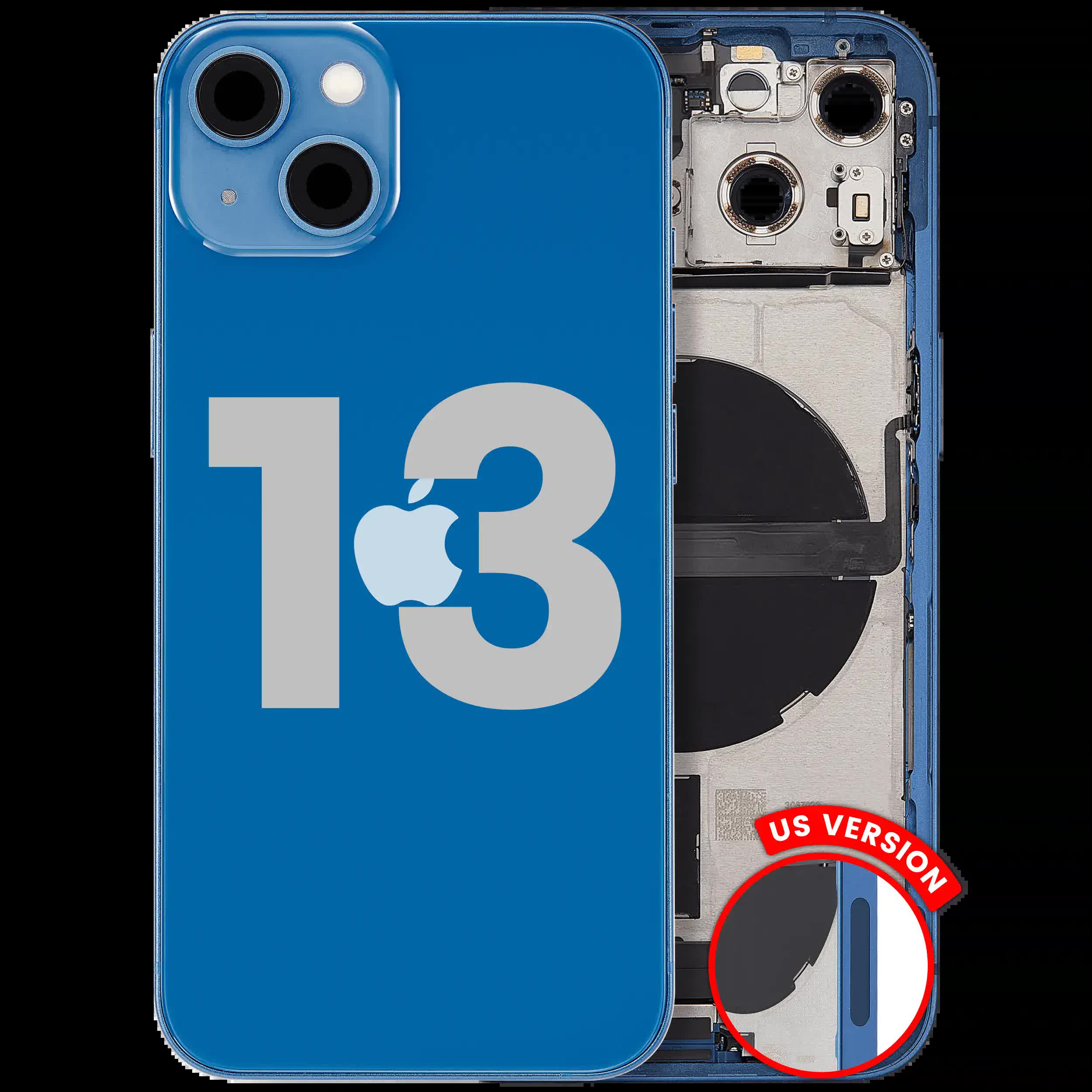 Rückgehäuse mit Ladebuchsen-Flex und Kleinteilen für iPhone 13 (US-Version) (ausgebautes Originalteil: Grade B) (Blue (Blau))