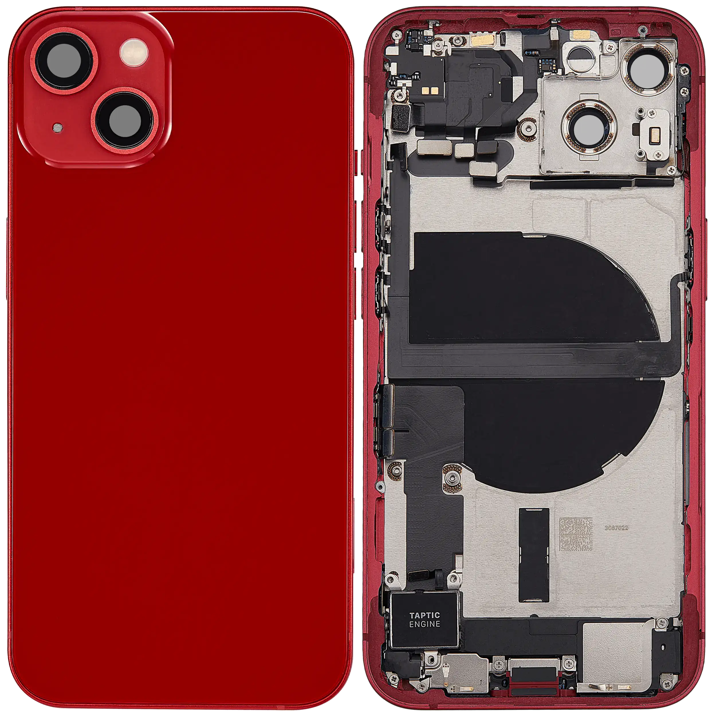 Rückgehäuse mit Ladebuchsen-Flex und Kleinteilen für iPhone 13 (US-Version) (ausgebautes Originalteil: Grade B) (Red (Rot)) – Bild 2