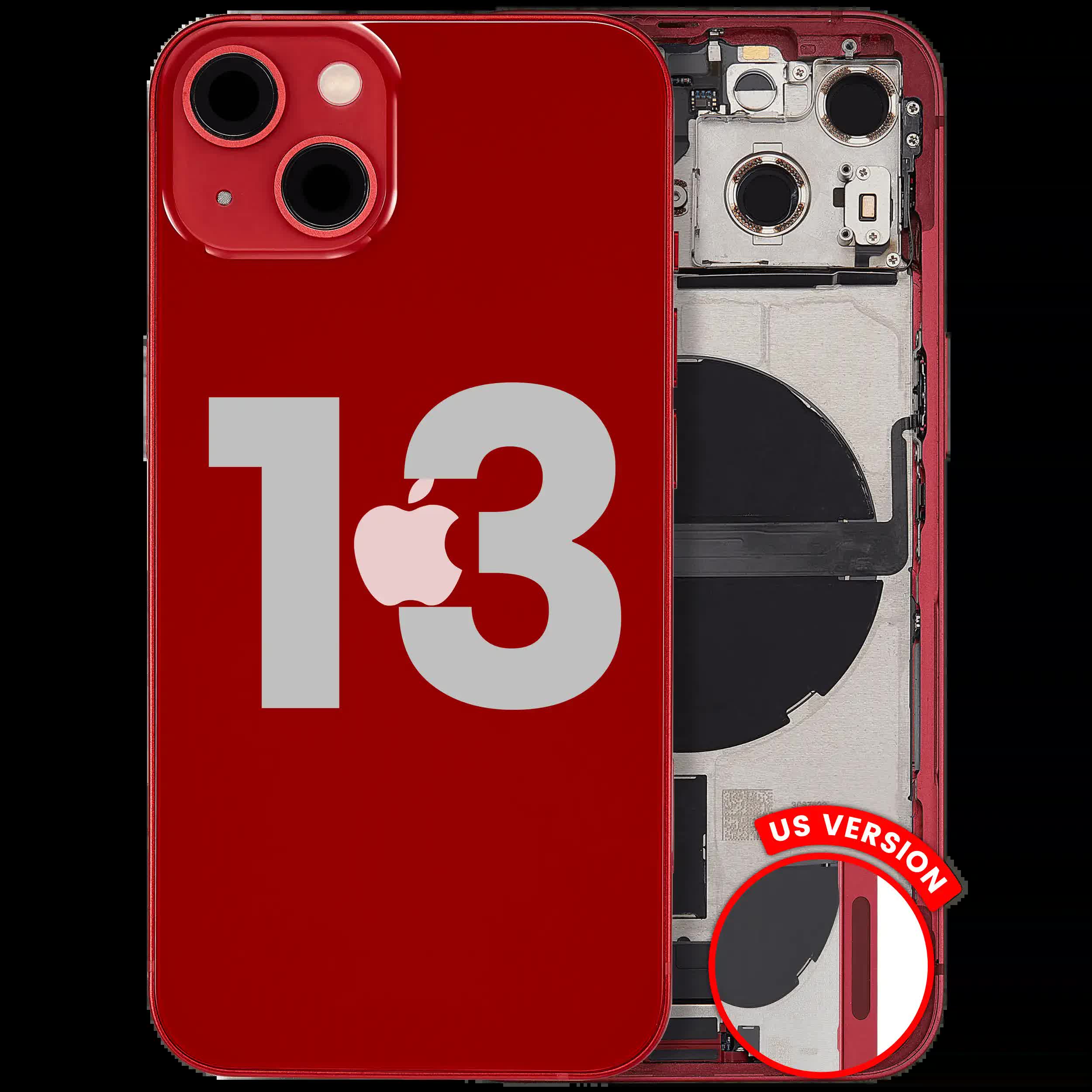Rückgehäuse mit Ladebuchsen-Flex und Kleinteilen für iPhone 13 (US-Version) (ausgebautes Originalteil: Grade B) (Red (Rot))