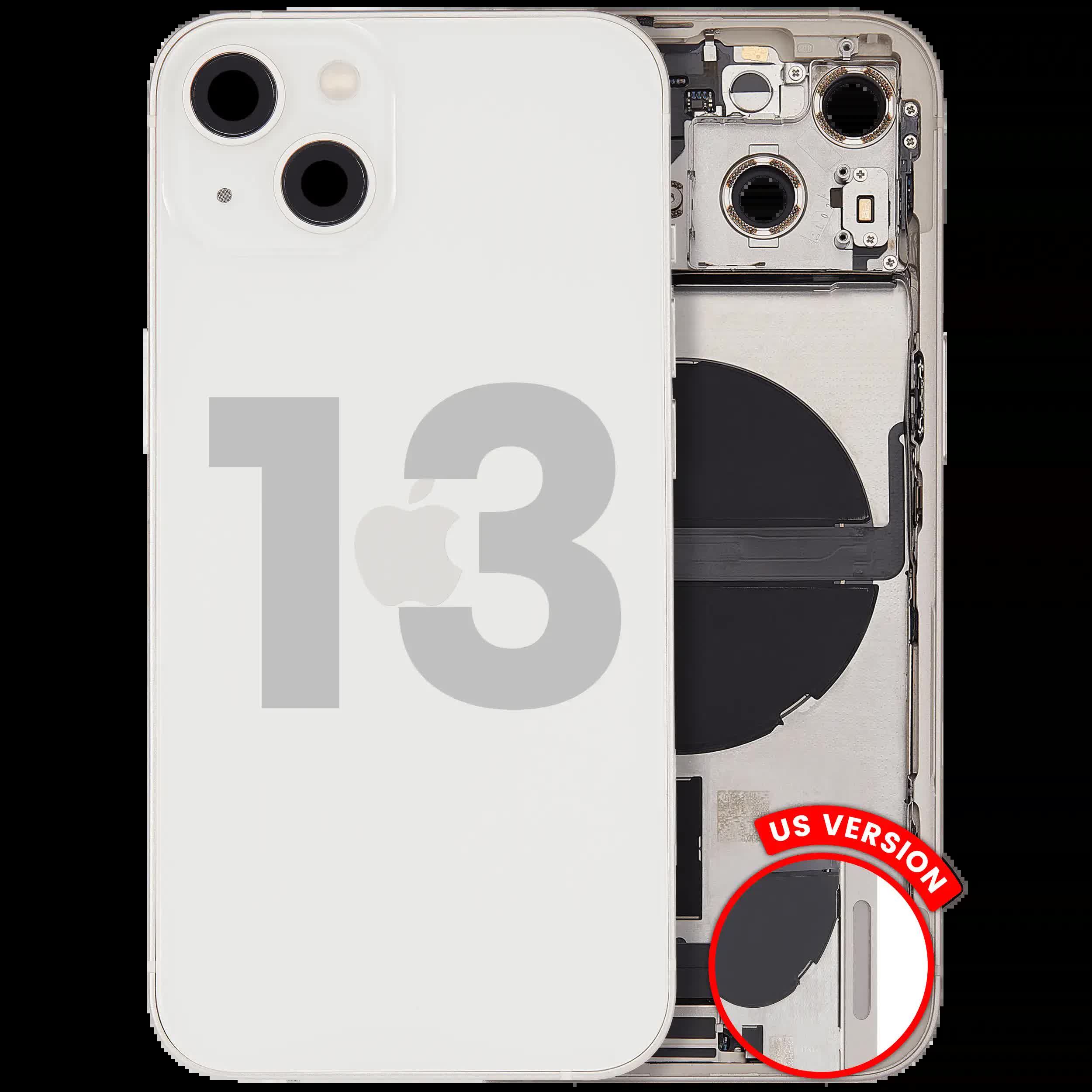 Rückgehäuse mit Ladebuchsen-Flex und Kleinteilen für iPhone 13 (US-Version) (ausgebautes Originalteil: Grade B) (Starlight)