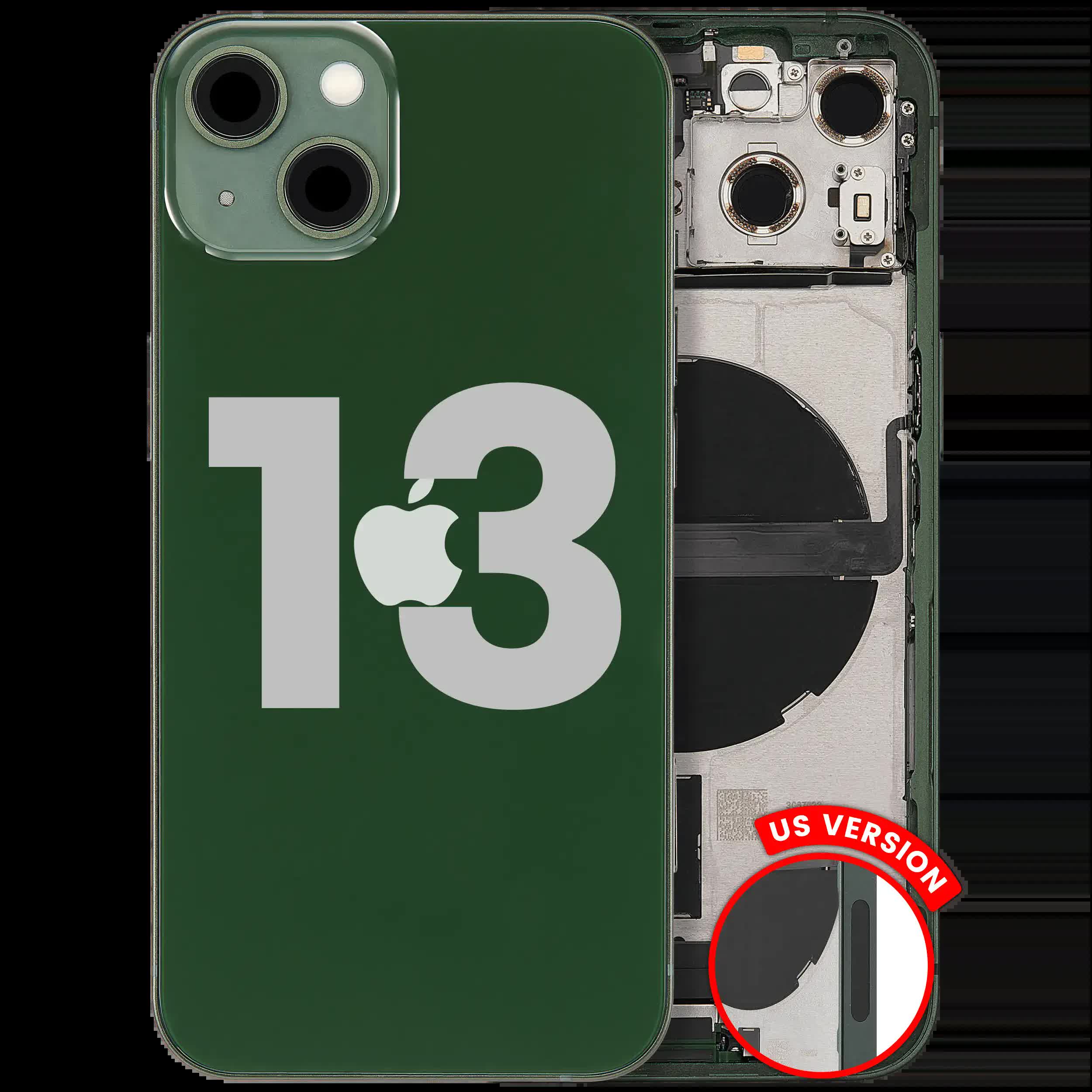 Rückgehäuse mit Ladebuchsen-Flex und Kleinteilen für iPhone 13 (US-Version) (ausgebautes Originalteil: Grade C) (Green (Grün))