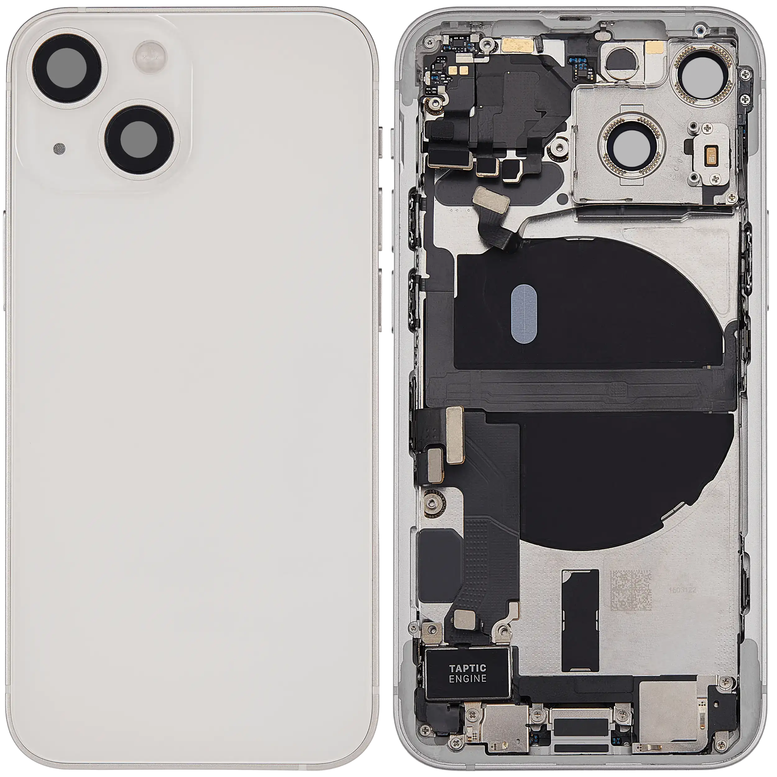 Rückgehäuse mit Ladebuchsen-Flex und Kleinteilen für iPhone 13 Mini (EU / globale Version) (ausgebautes Originalteil: Grade C) (Starlight) – Bild 2