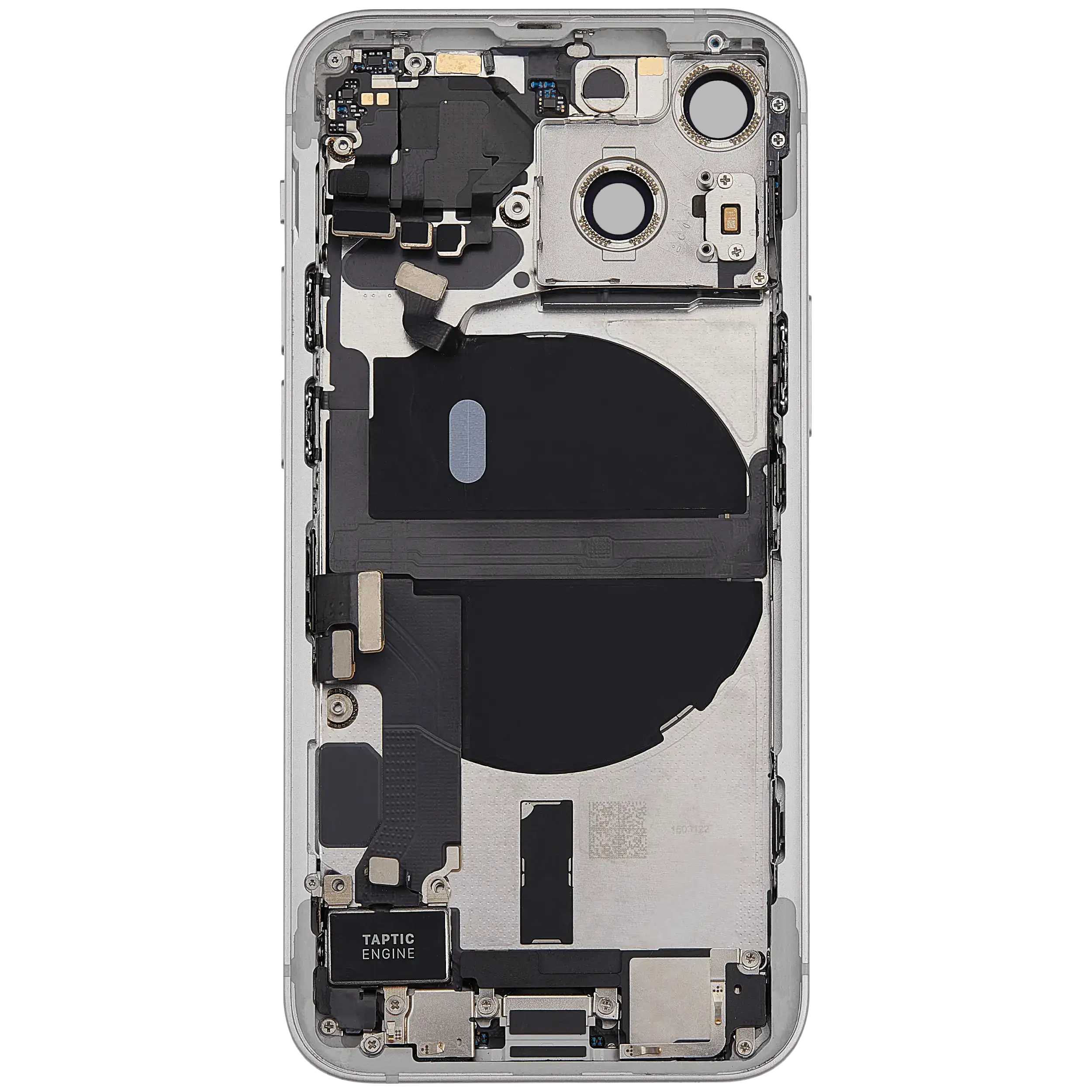 Rückgehäuse mit Ladebuchsen-Flex und Kleinteilen für iPhone 13 Mini (EU / globale Version) (ausgebautes Originalteil: Grade C) (Starlight) – Bild 4
