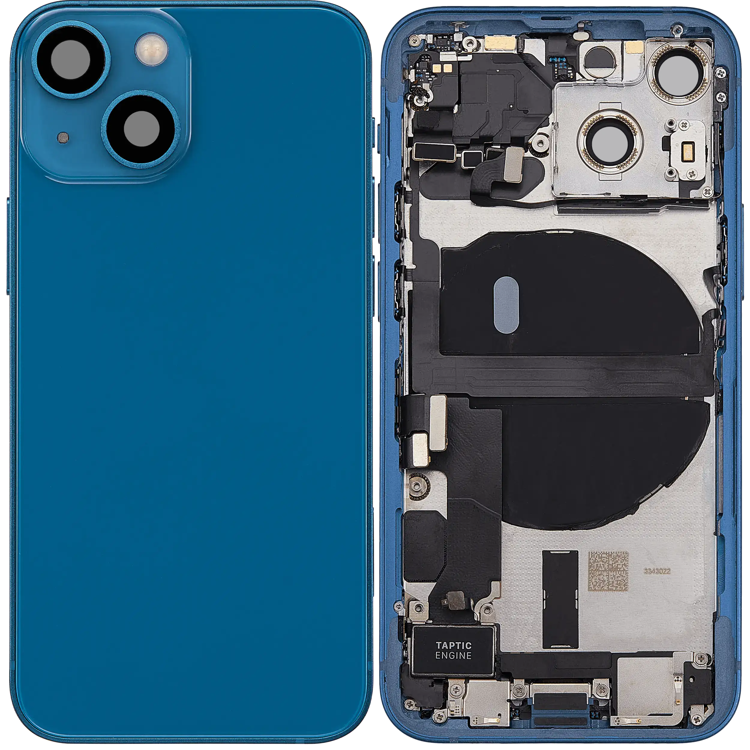 Rückgehäuse mit Ladebuchsen-Flex und Kleinteilen für iPhone 13 Mini (US-Version) (ausgebautes Originalteil: Grade B) (Blue (Blau)) – Bild 2