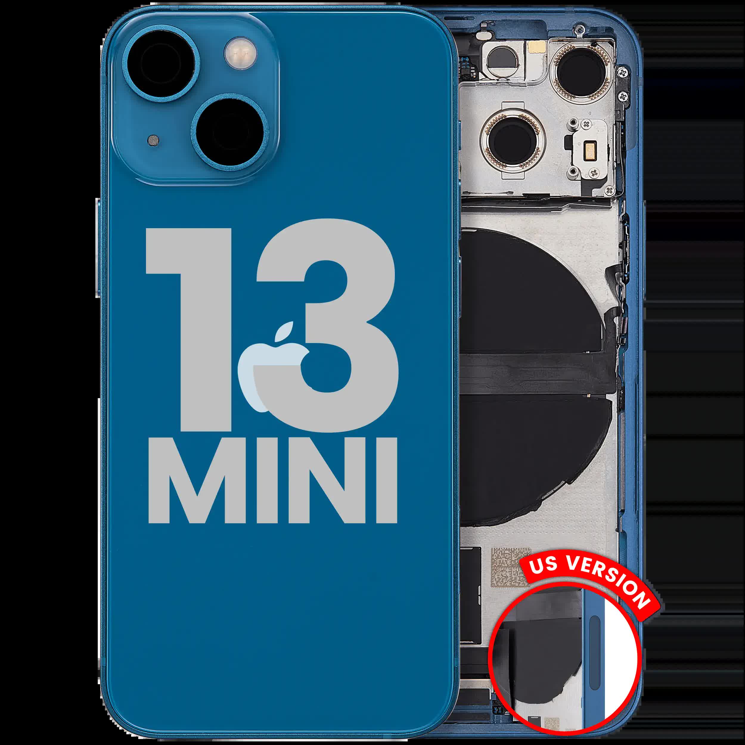 Rückgehäuse mit Ladebuchsen-Flex und Kleinteilen für iPhone 13 Mini (US-Version) (ausgebautes Originalteil: Grade B) (Blue (Blau))