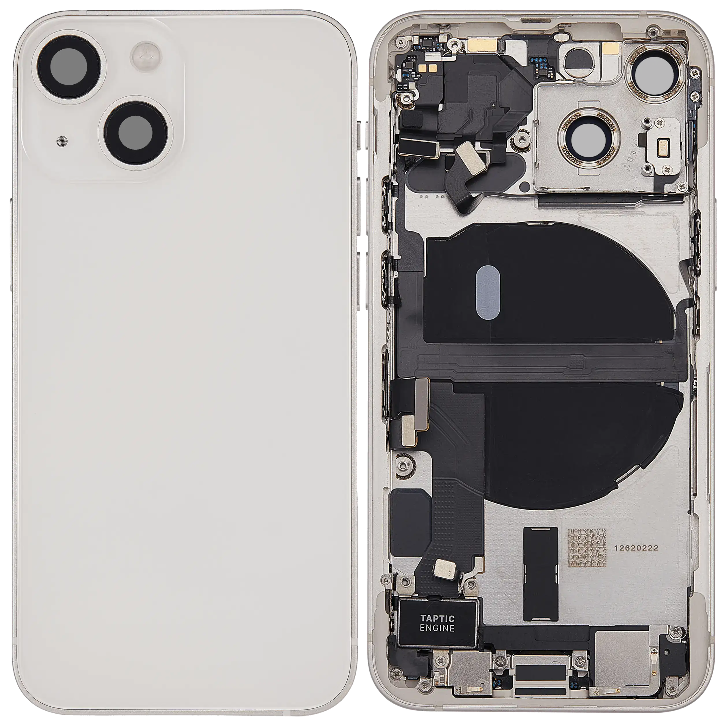 Rückgehäuse mit Ladebuchsen-Flex und Kleinteilen für iPhone 13 Mini (US-Version) (ausgebautes Originalteil: Grade B) (Starlight) – Bild 2