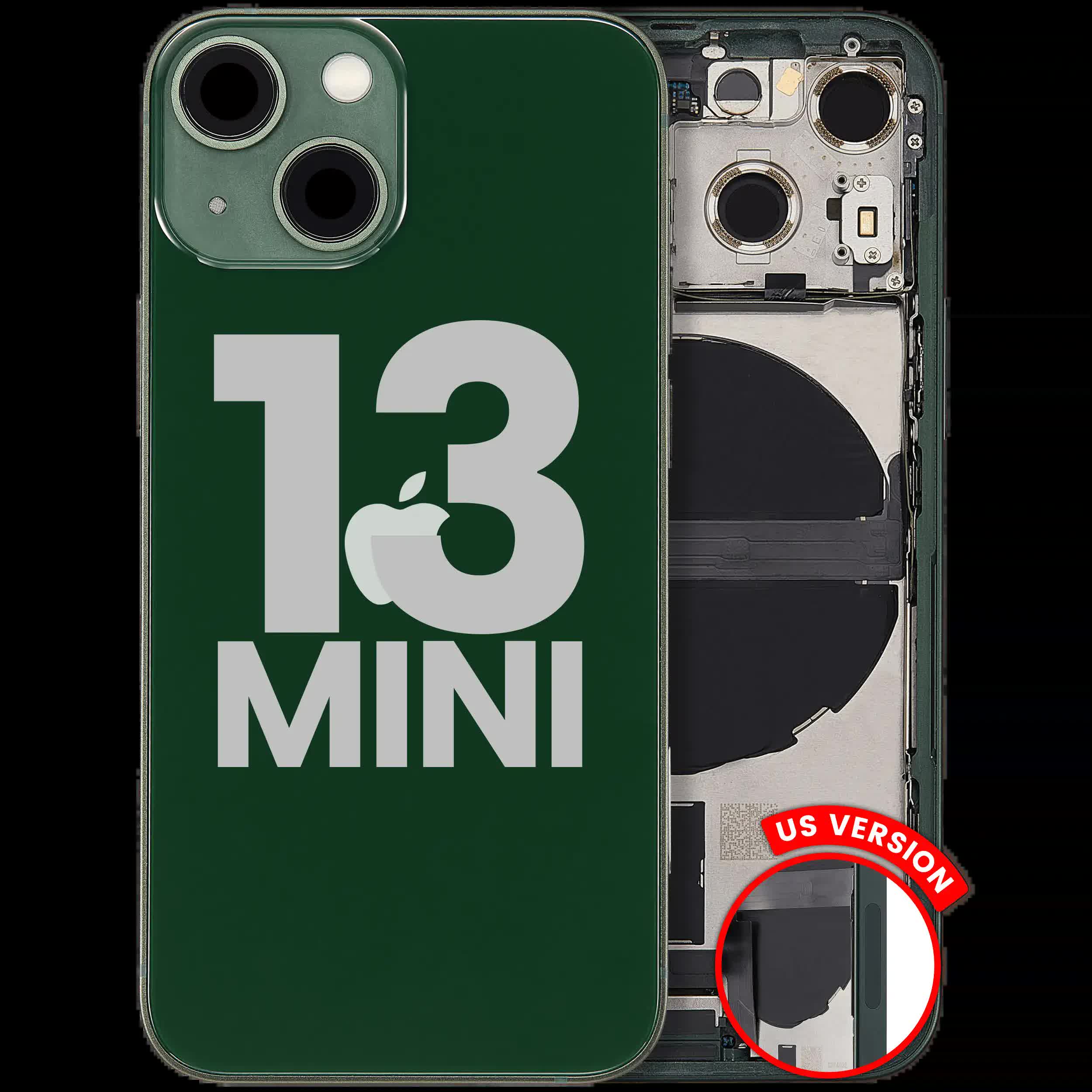 Rückgehäuse mit Ladebuchsen-Flex und Kleinteilen für iPhone 13 Mini (US-Version) (ausgebautes Originalteil: Grade C) (Green (Grün))