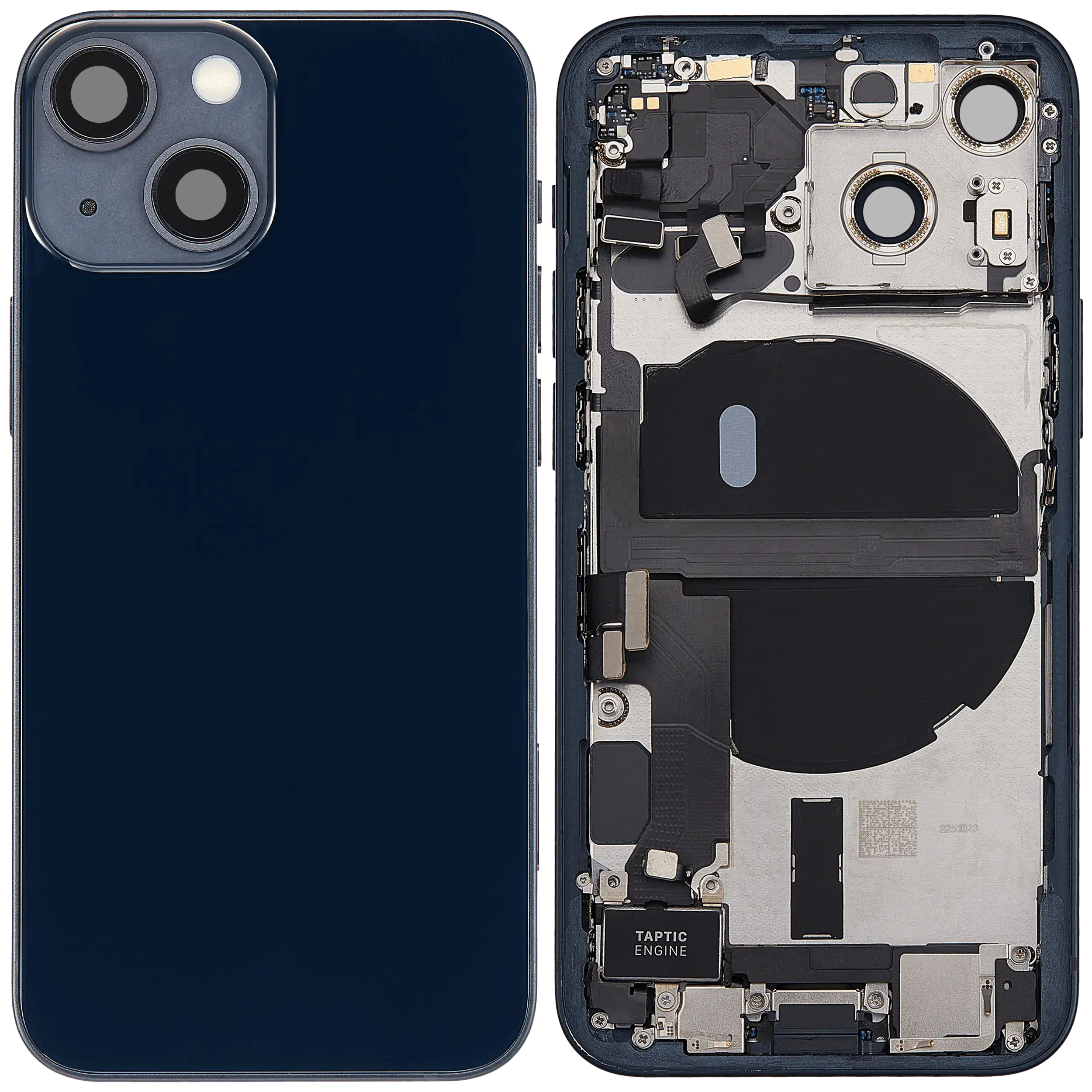 Rückgehäuse mit Ladebuchsen-Flex und Kleinteilen für iPhone 13 Mini (US-Version) (ausgebautes Originalteil: Grade C) (Midnight) – Bild 2