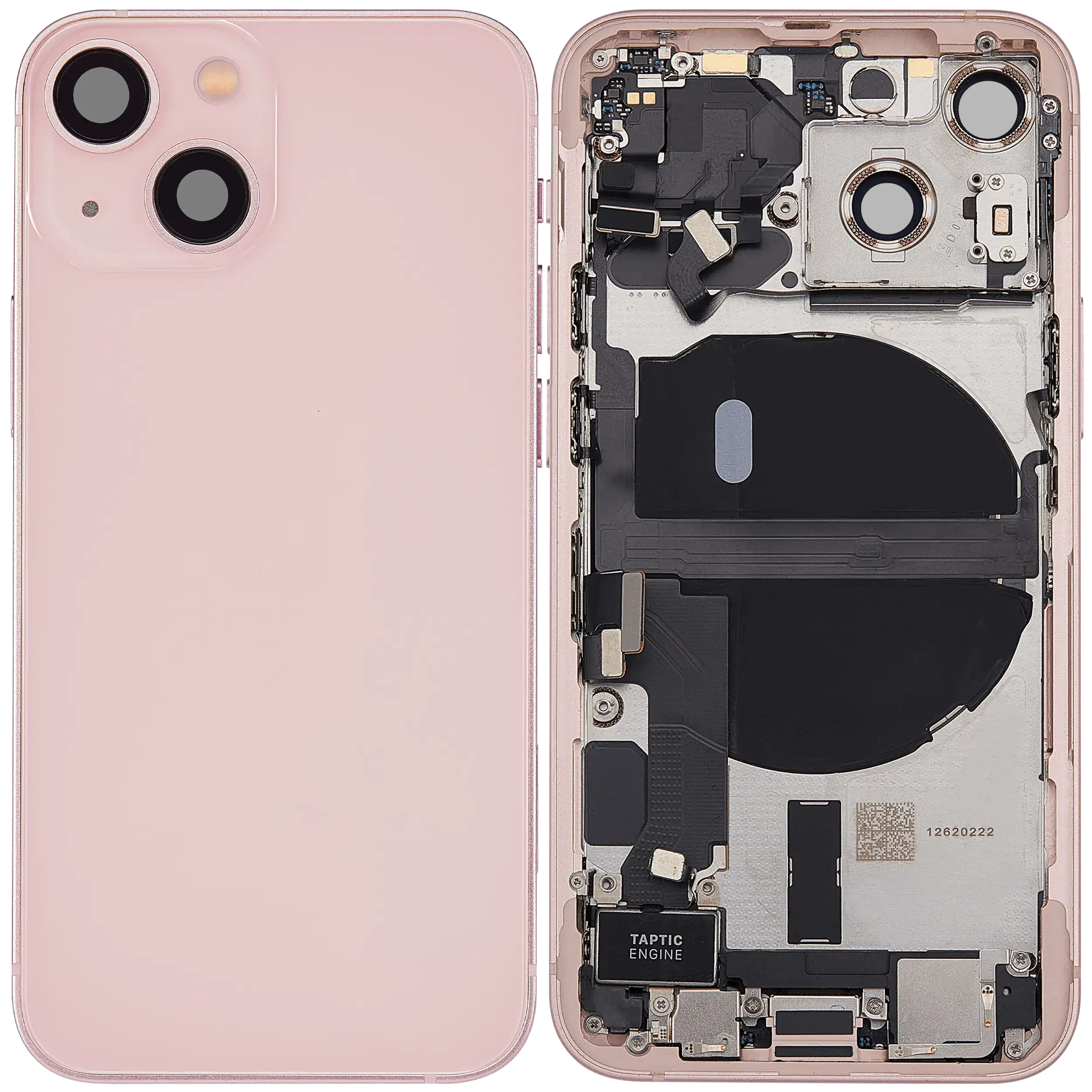 Rückgehäuse mit Ladebuchsen-Flex und Kleinteilen für iPhone 13 Mini (US-Version) (ausgebautes Originalteil: Grade C) (Pink (Rosa)) – Bild 2