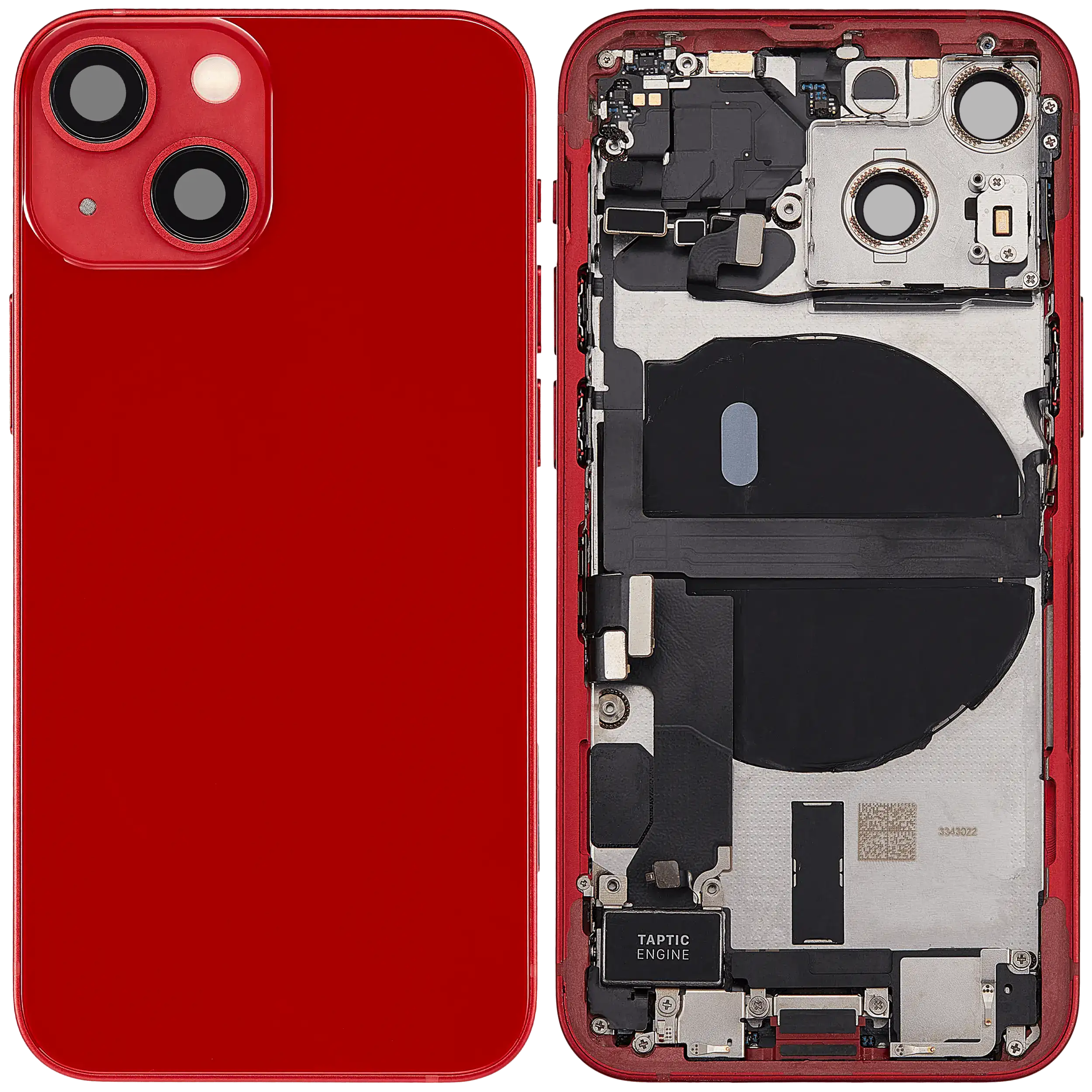 Rückgehäuse mit Ladebuchsen-Flex und Kleinteilen für iPhone 13 Mini (US-Version) (ausgebautes Originalteil: Grade C) (Red (Rot)) – Bild 2