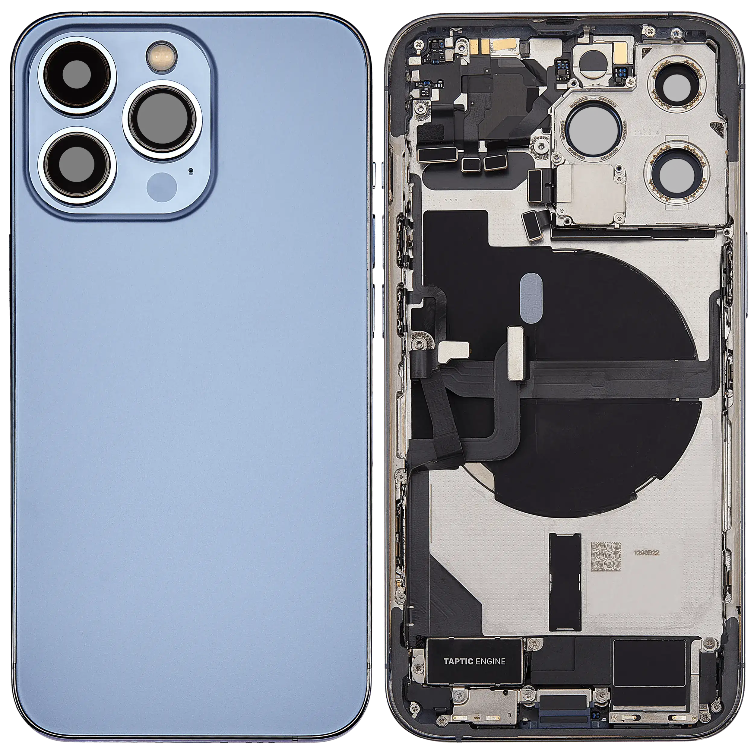 Rückgehäuse mit Ladebuchsen-Flex und Kleinteilen für iPhone 13 Pro (EU / globale Version) (ausgebautes Originalteil: Grade A) (Sierra Blue) – Bild 2