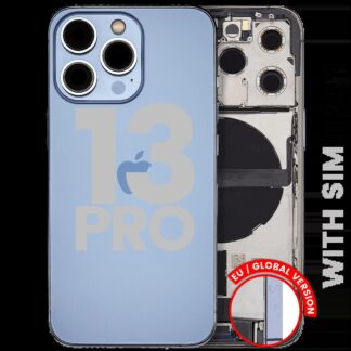 Rückgehäuse mit Ladebuchsen-Flex und Kleinteilen für iPhone 13 Pro (EU / globale Version) (ausgebautes Originalteil: Grade A) (Sierra Blue)