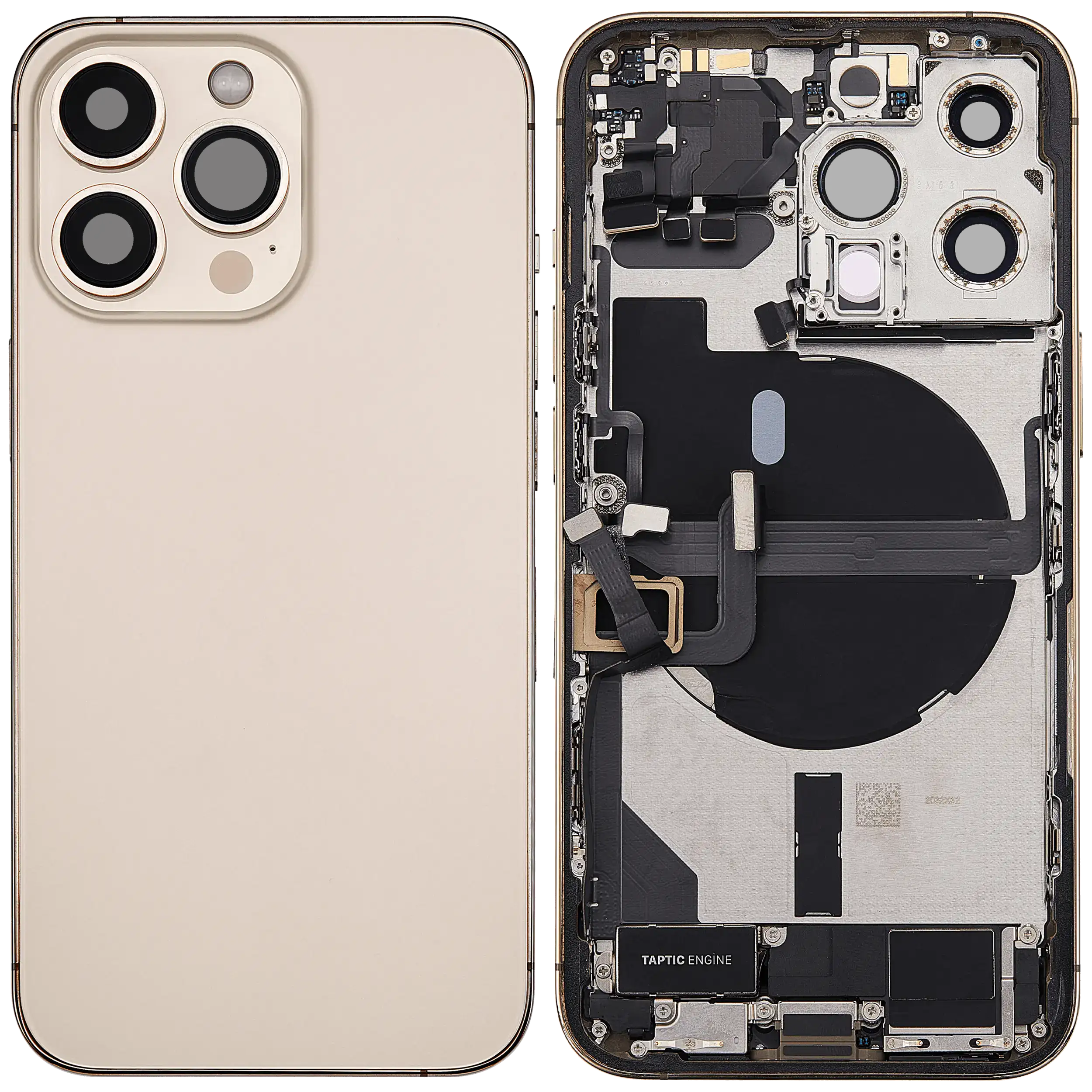 Rückgehäuse mit Ladebuchsen-Flex und Kleinteilen für iPhone 13 Pro (EU / globale Version) (ausgebautes Originalteil: Grade B) (Gold) – Bild 2
