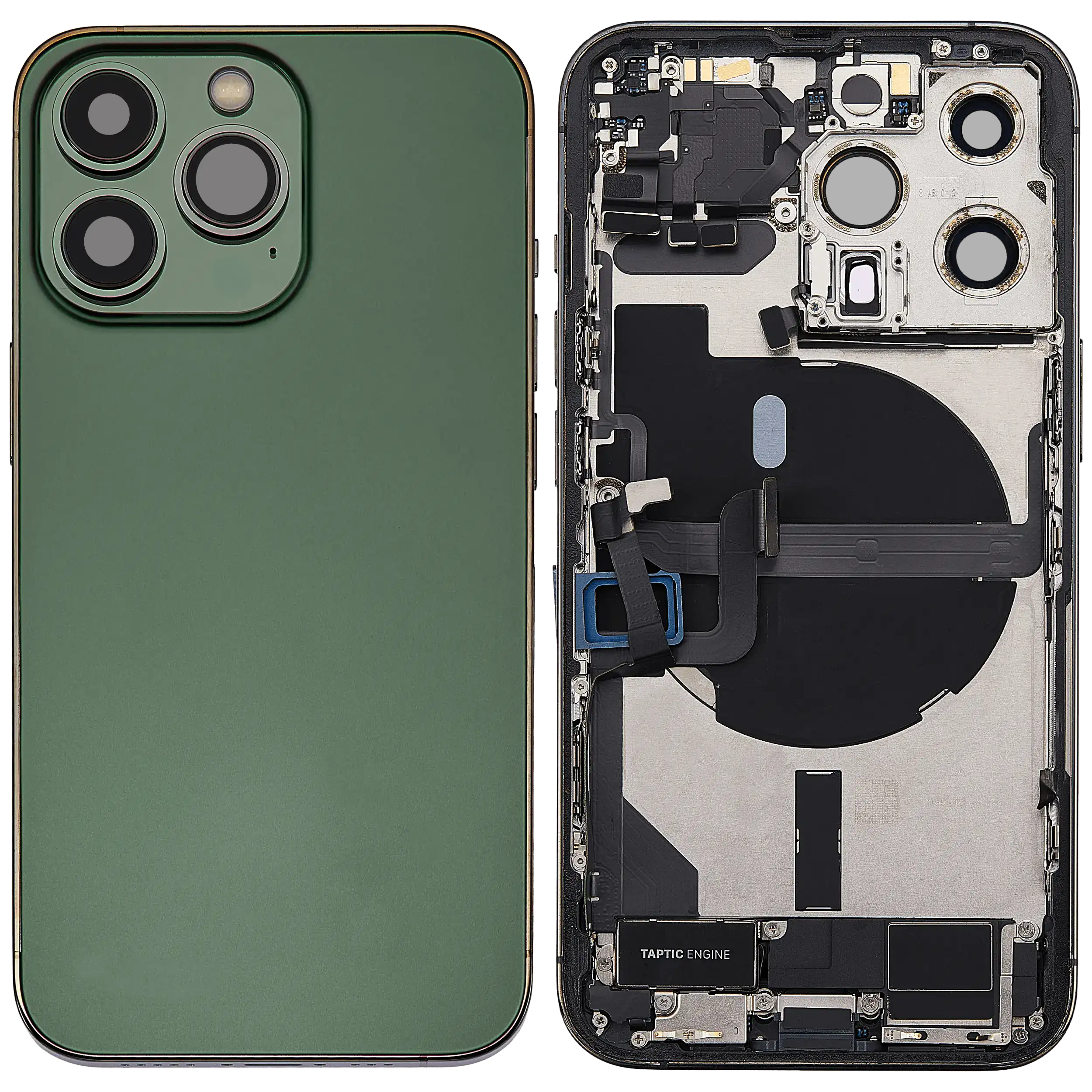 Rückgehäuse mit Ladebuchsen-Flex und Kleinteilen für iPhone 13 Pro (EU / globale Version) (ausgebautes Originalteil: Grade C) (Alpine Green) – Bild 2