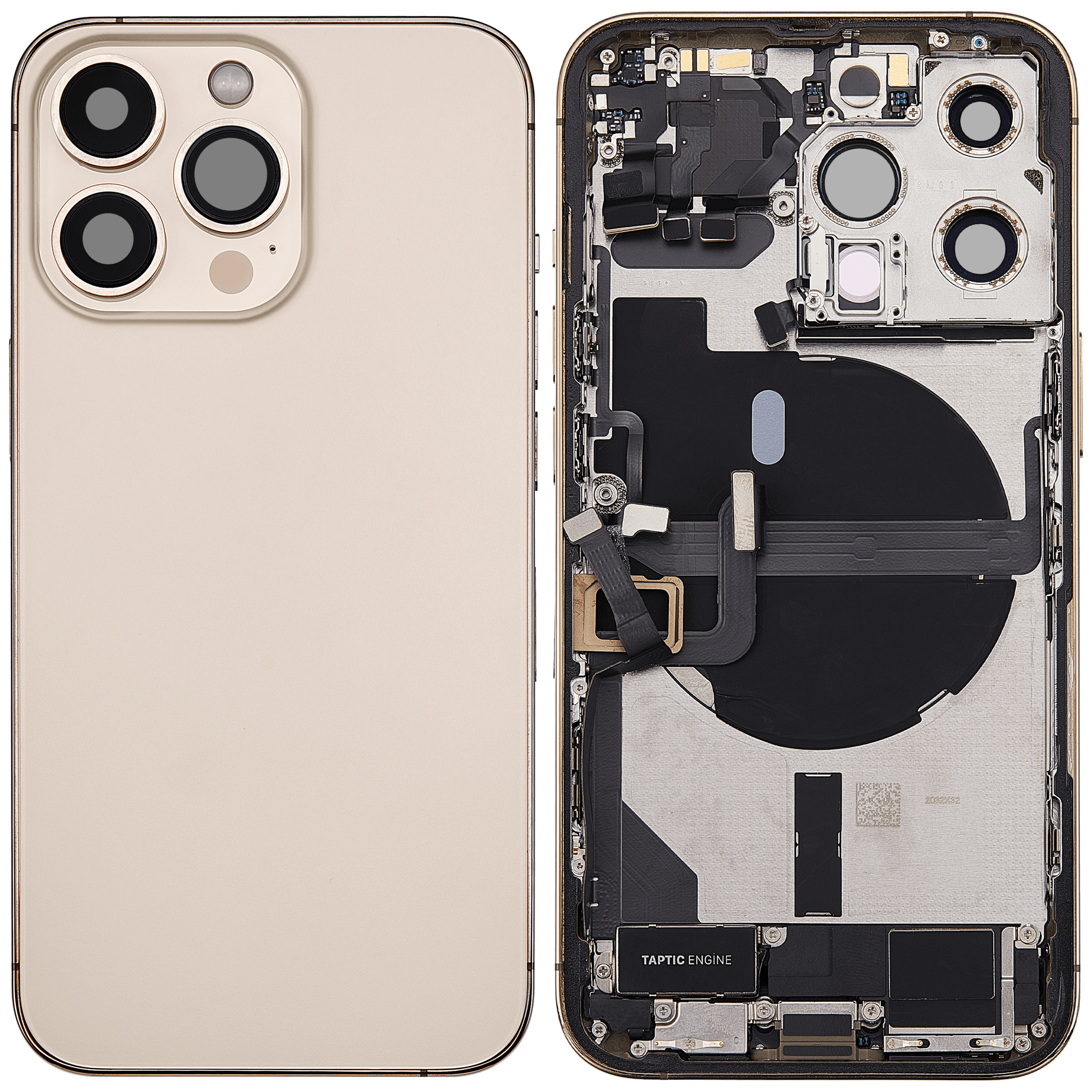 Rückgehäuse mit Ladebuchsen-Flex und Kleinteilen für iPhone 13 Pro (EU / globale Version) (ausgebautes Originalteil: Grade C) (Gold) – Bild 2