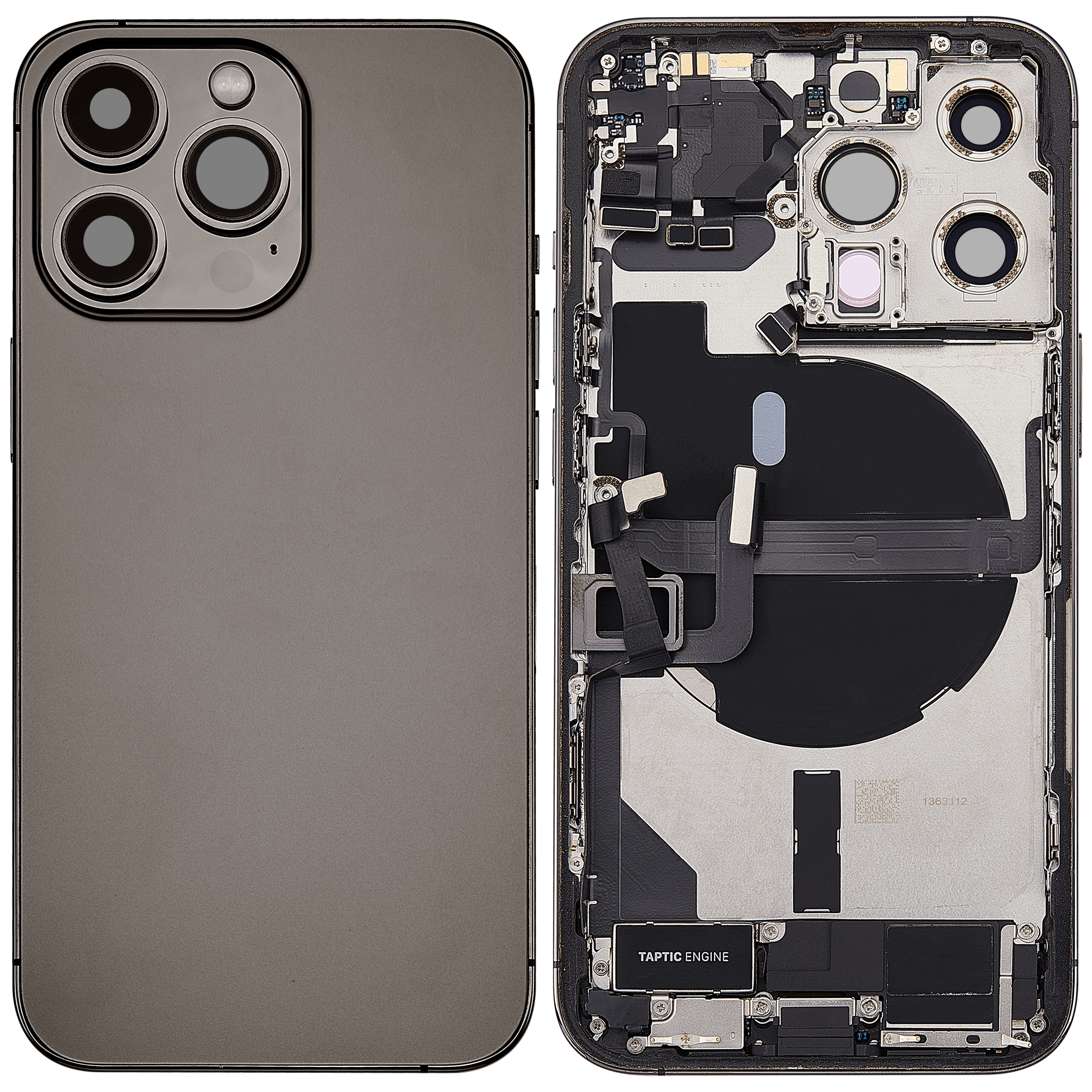 Rückgehäuse mit Ladebuchsen-Flex und Kleinteilen für iPhone 13 Pro (EU / globale Version) (ausgebautes Originalteil: Grade C) (Graphite) – Bild 2