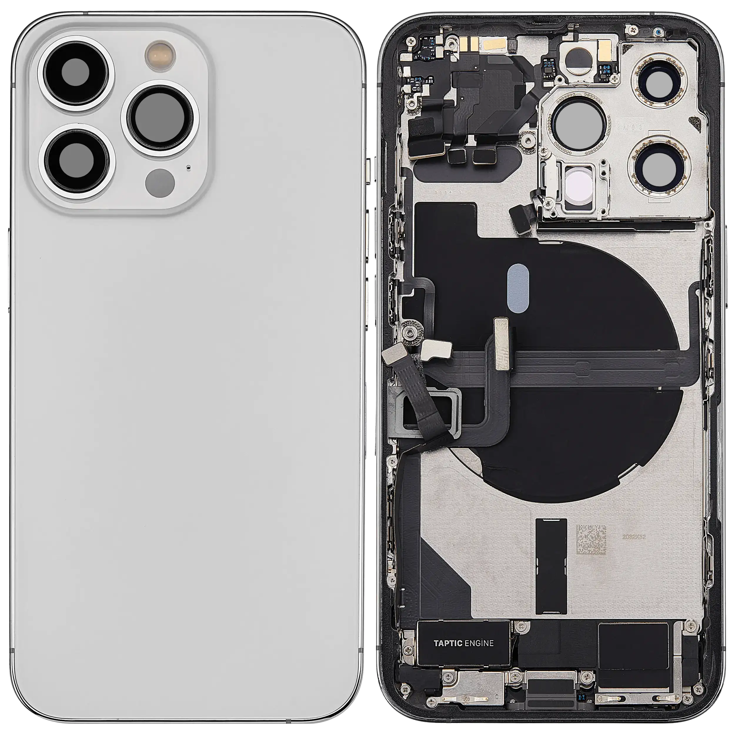 Rückgehäuse mit Ladebuchsen-Flex und Kleinteilen für iPhone 13 Pro (EU / globale Version) (ausgebautes Originalteil: Grade C) (Silver (Silber)) – Bild 2
